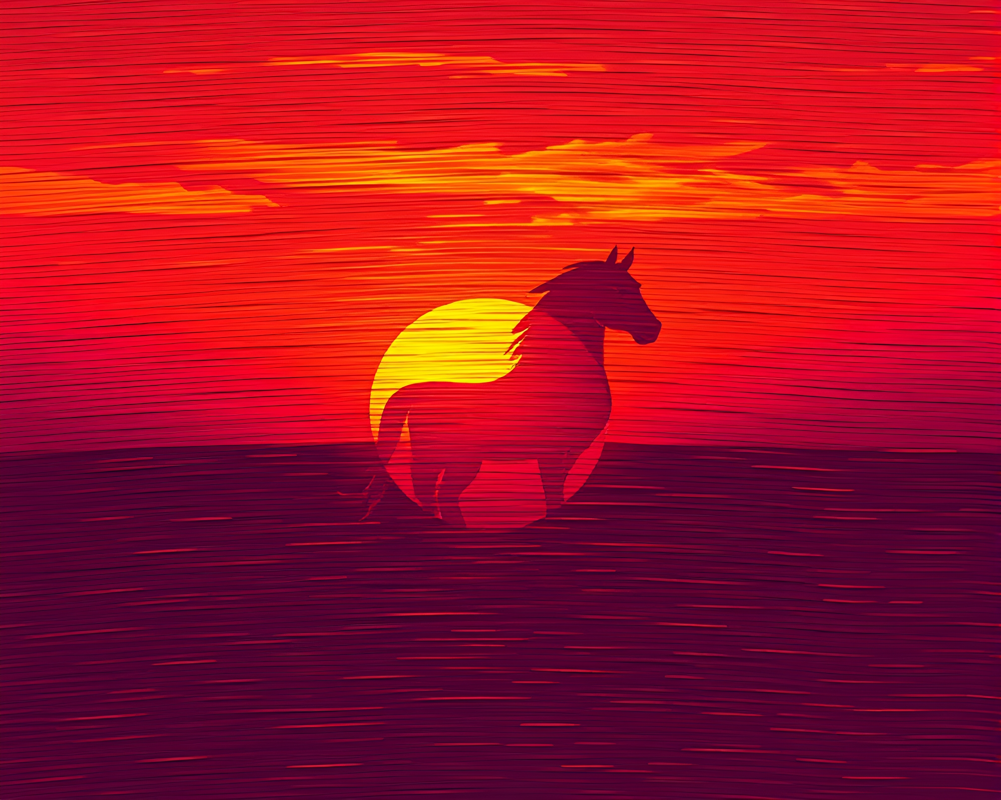 Sunset-dyed Centaur in Procedural Scratched Textures – free AI stock image