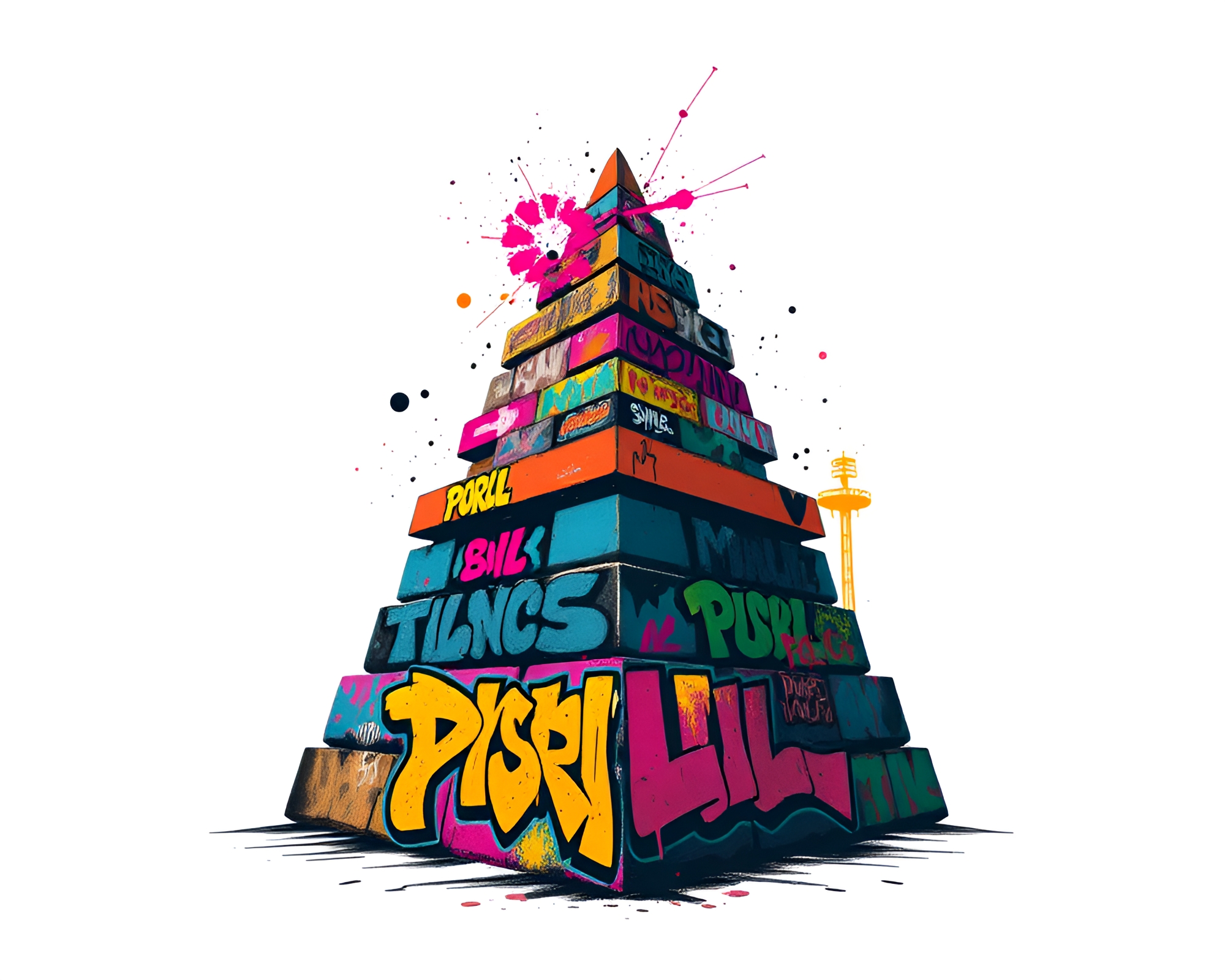 Gritty Pyramid Graffiti in 90s Grunge Style – free AI stock image