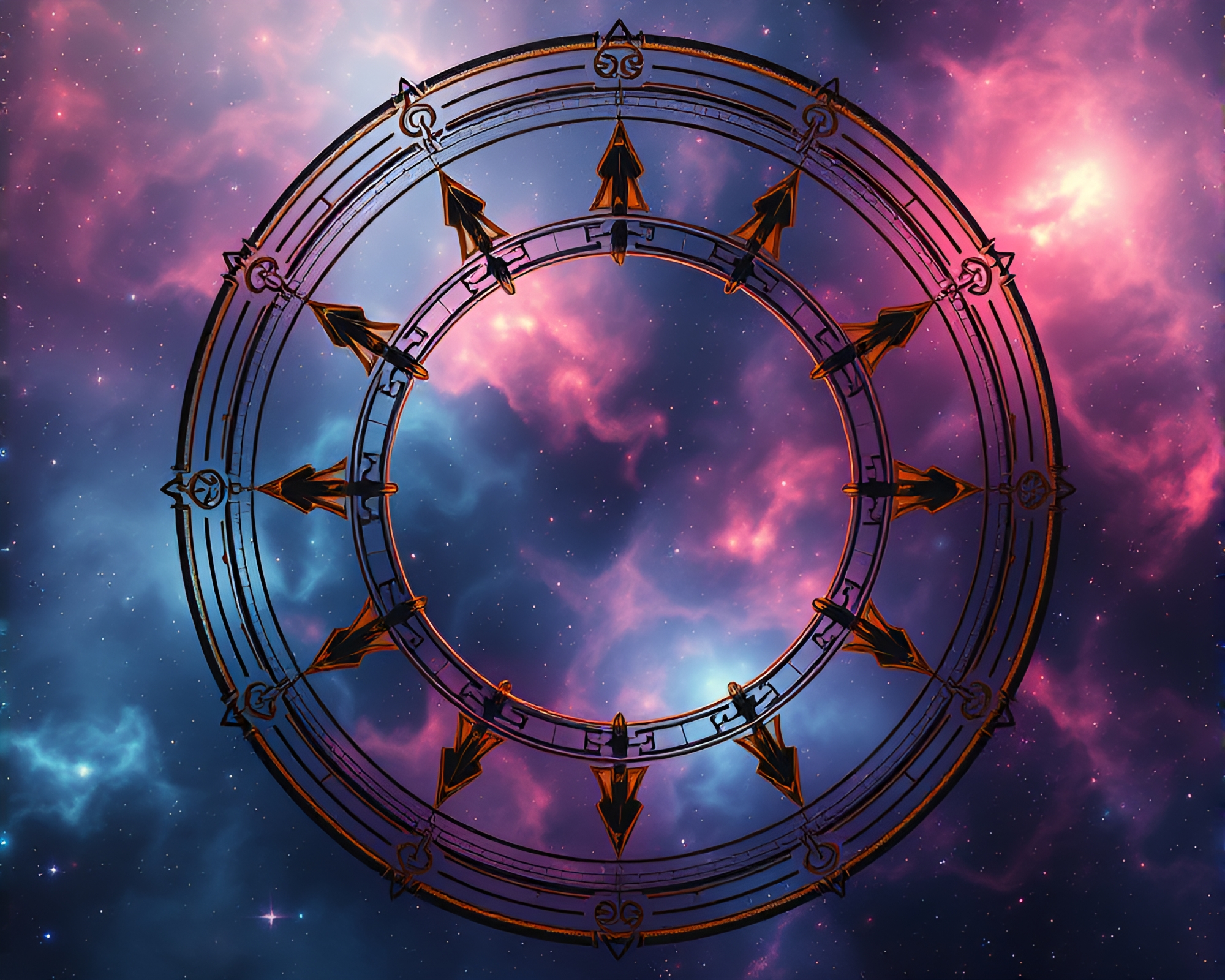 Cosmic Alchemical Symbols in Écorché Study Circle – free AI stock image