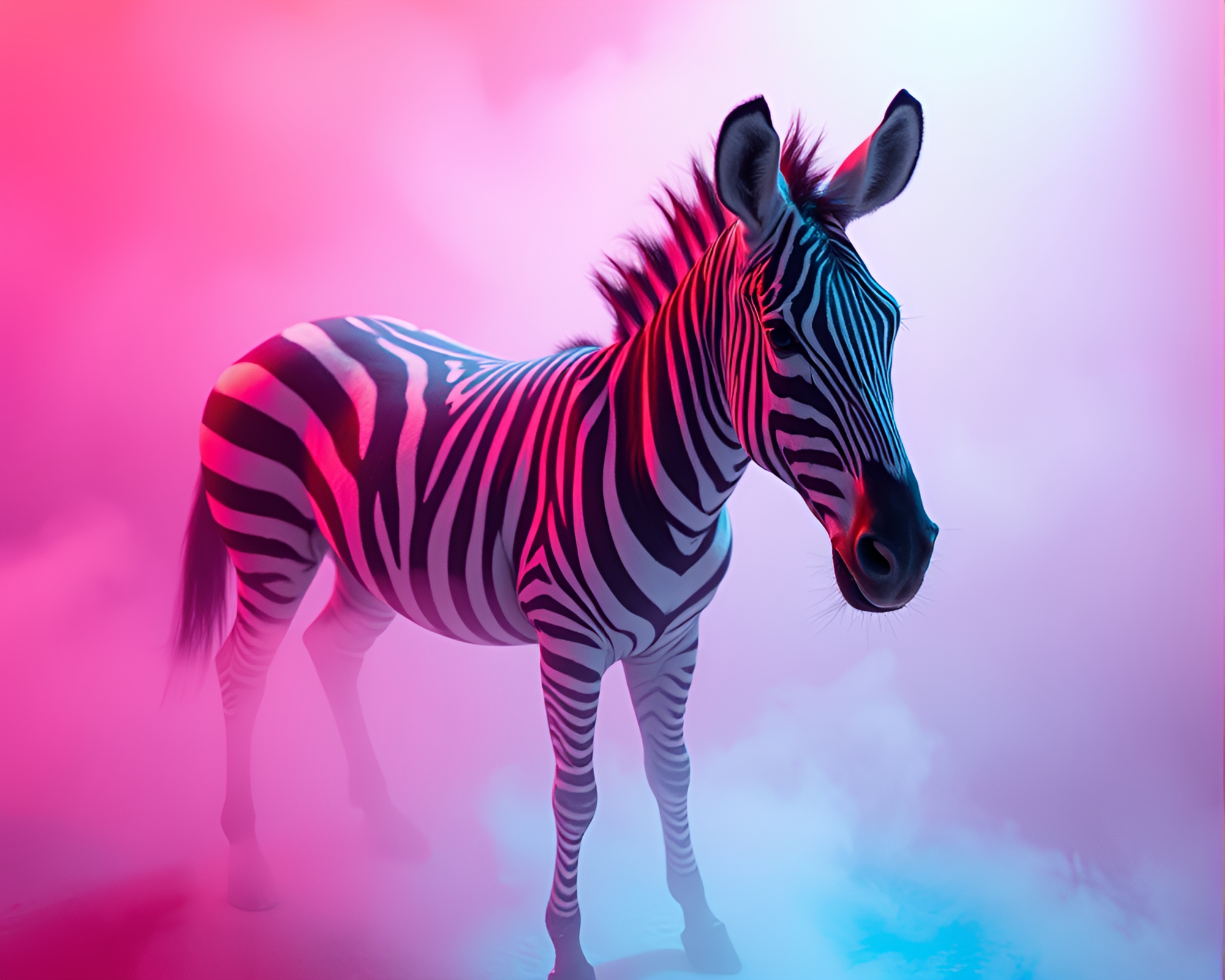 Vaporwave Zebra in Dusty Studio Light – free AI stock image