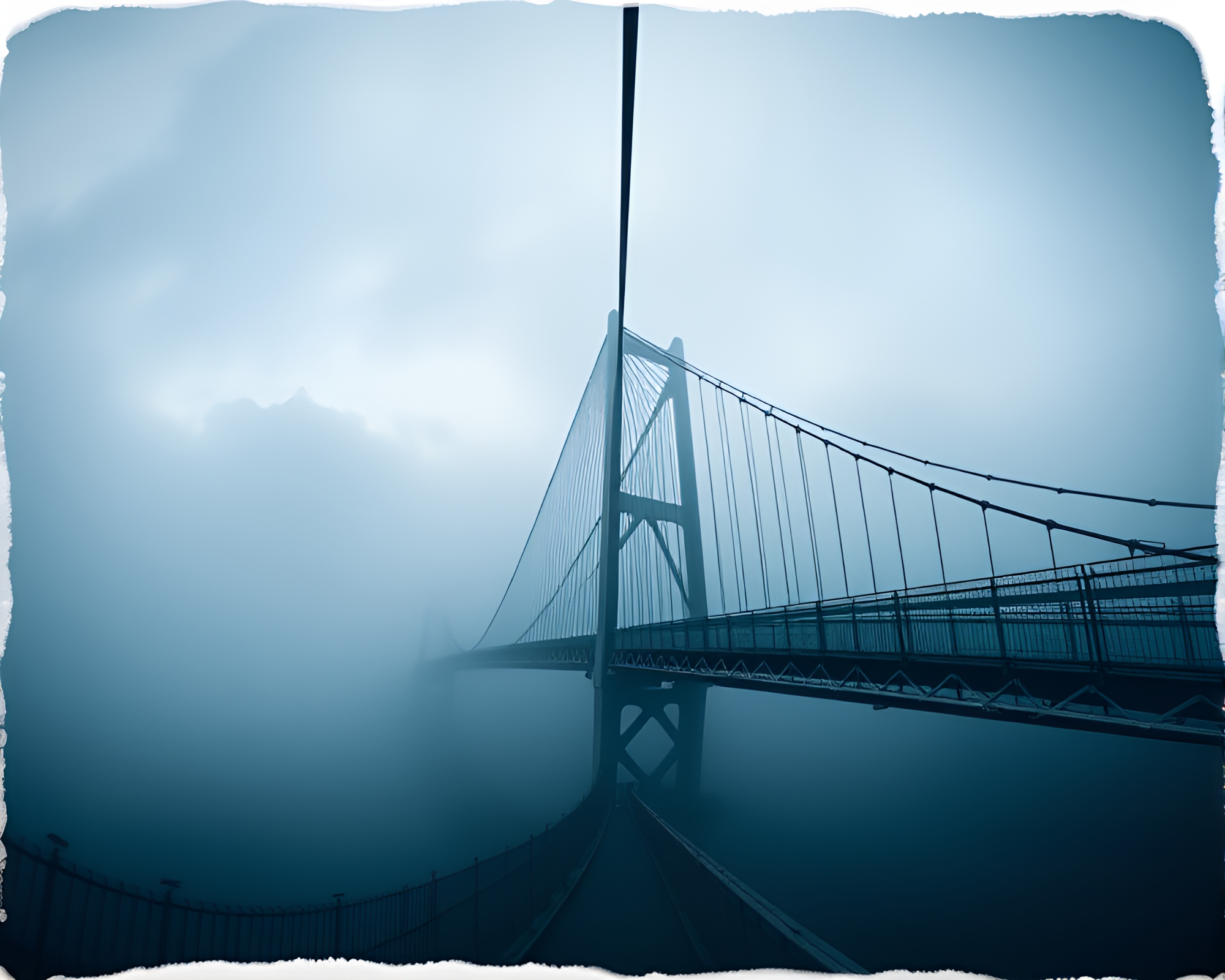 Torn Edges Suspension Bridge in Ambient Occlusion – free AI stock image