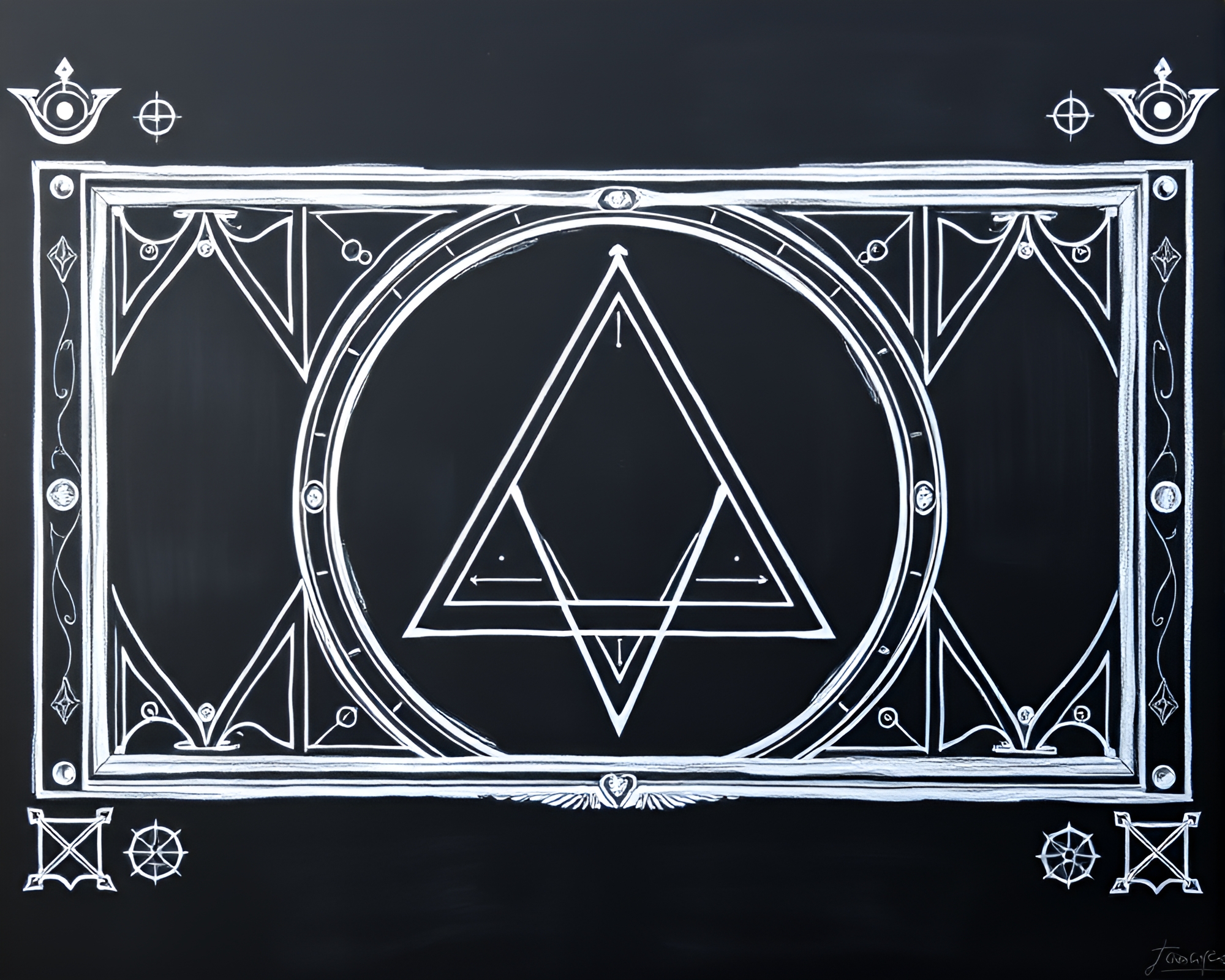 Esoteric Sigil Prism Refraction Chalkboard Art Composition – free AI stock image