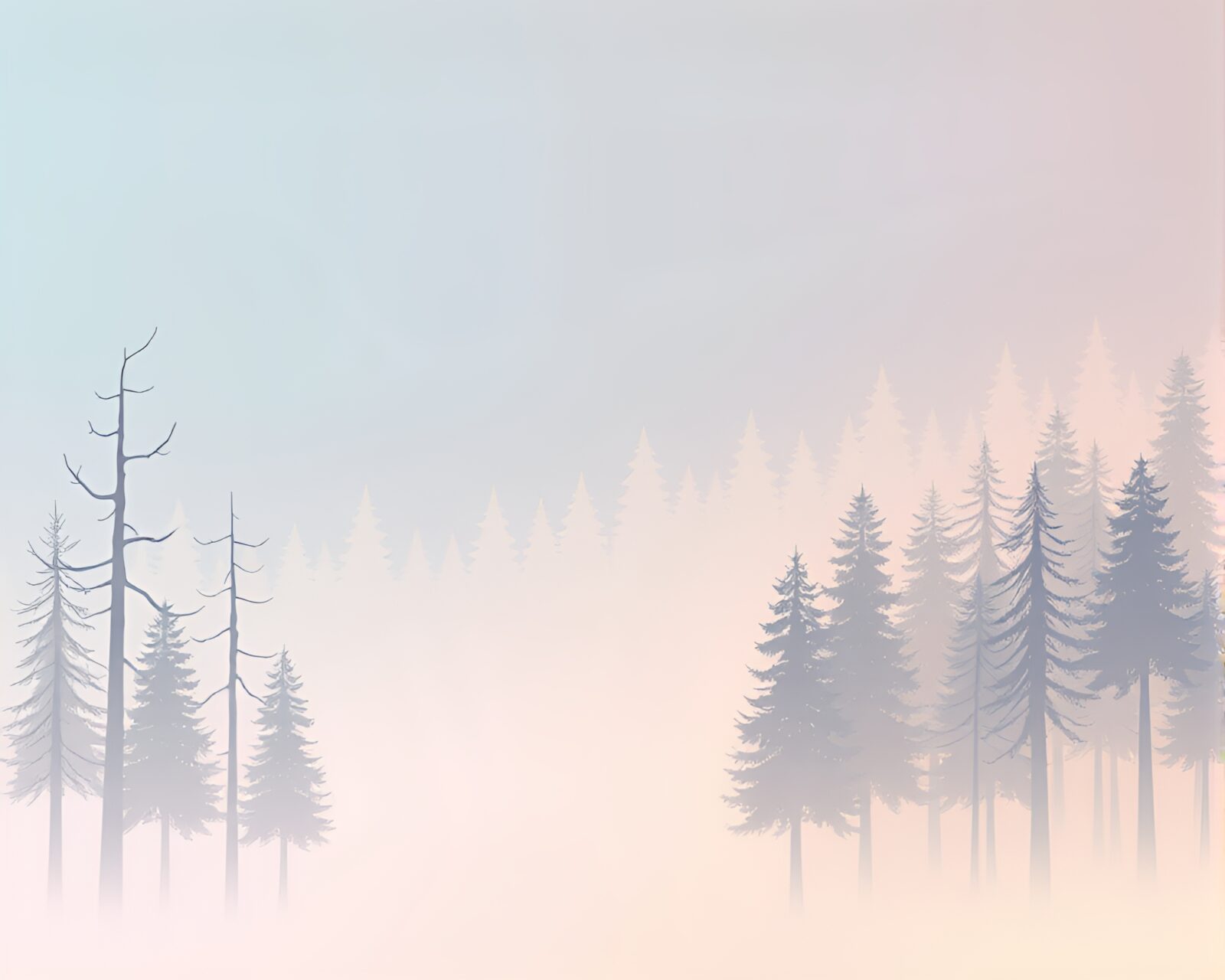 Surreal forest scene with soft pastel lighting and negative space