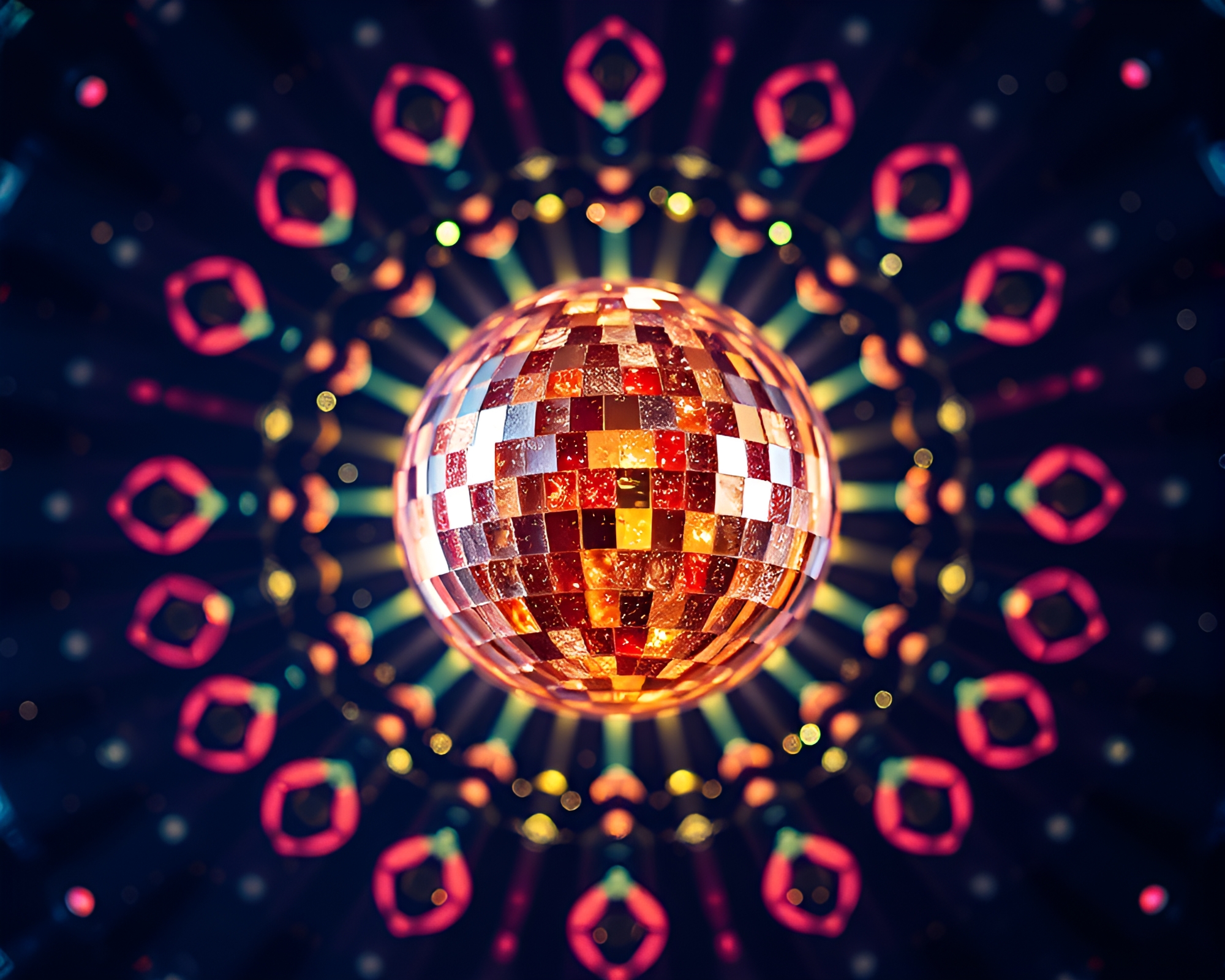 Glimmering Macaron Disco: Tri-tone Radial Symmetry Expanse – free AI stock image