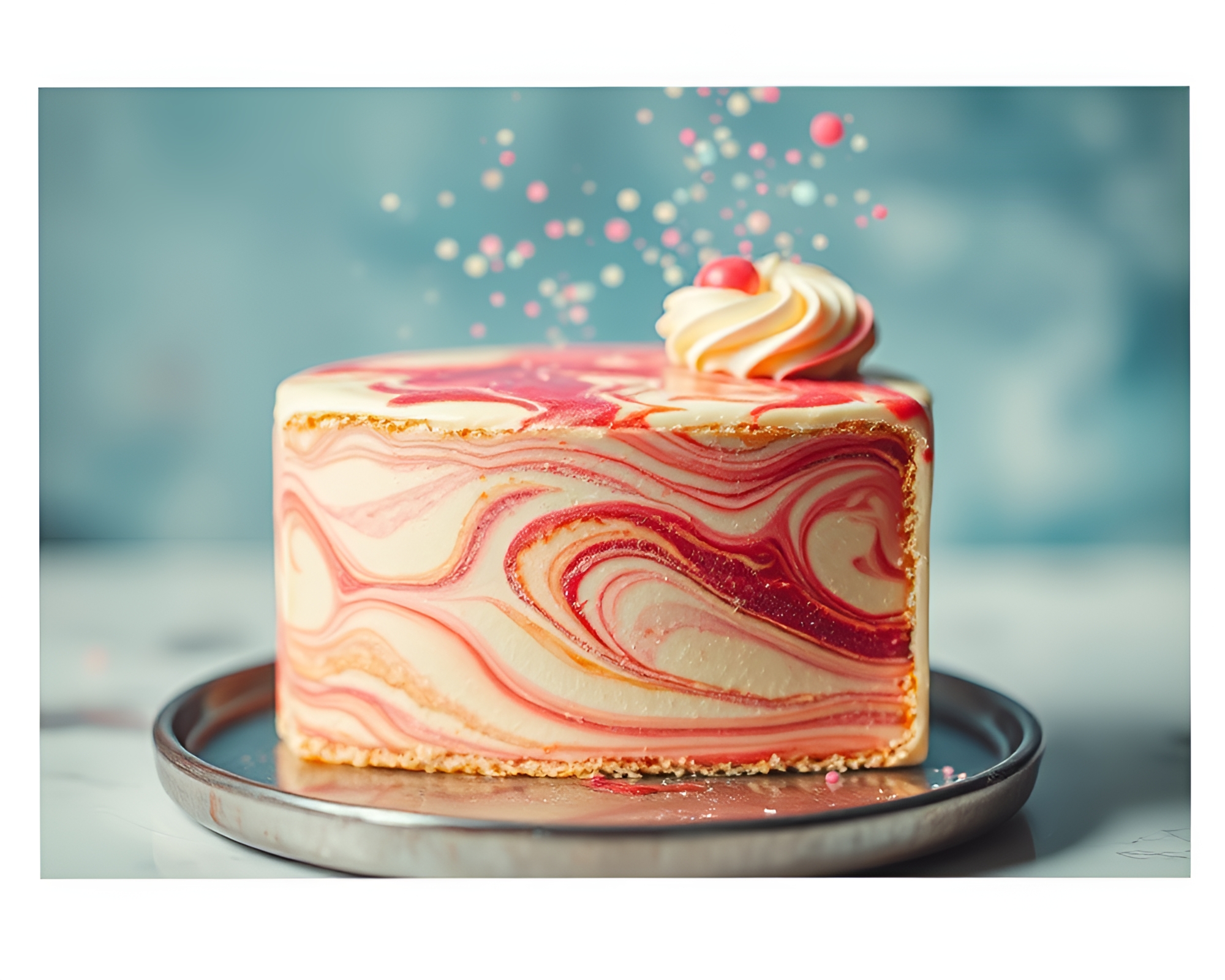 Marbled Cake Floating in HDR Contrasts – free AI stock image