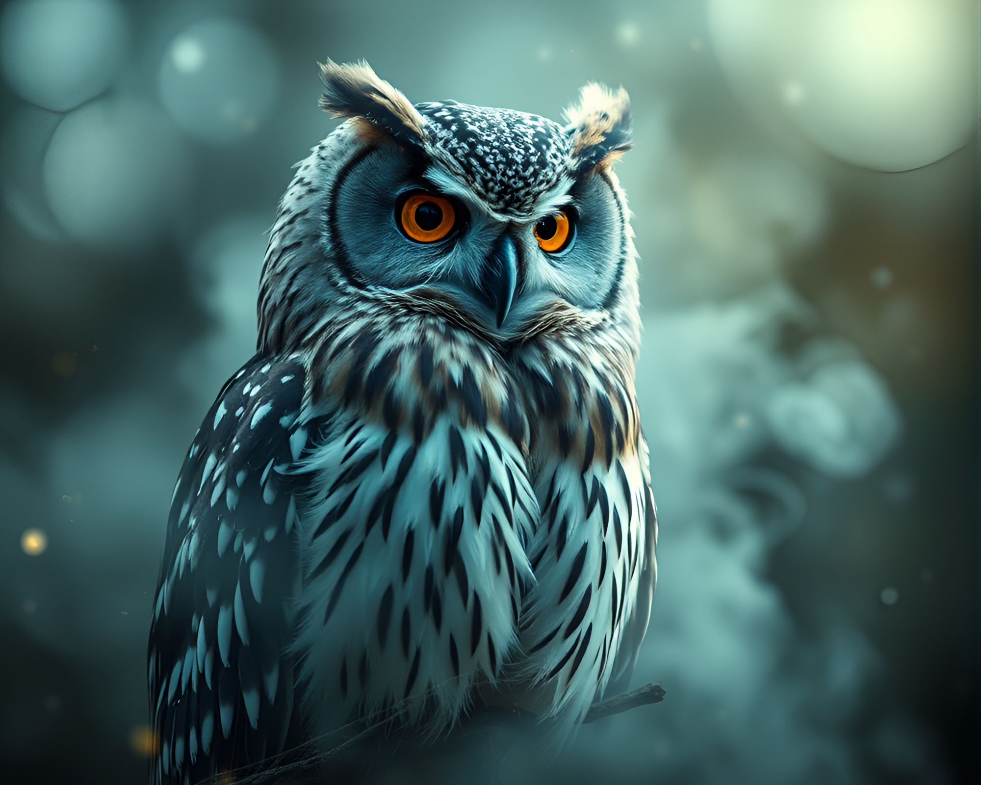 Clockwork Owl in Holographic Mist – free AI stock image