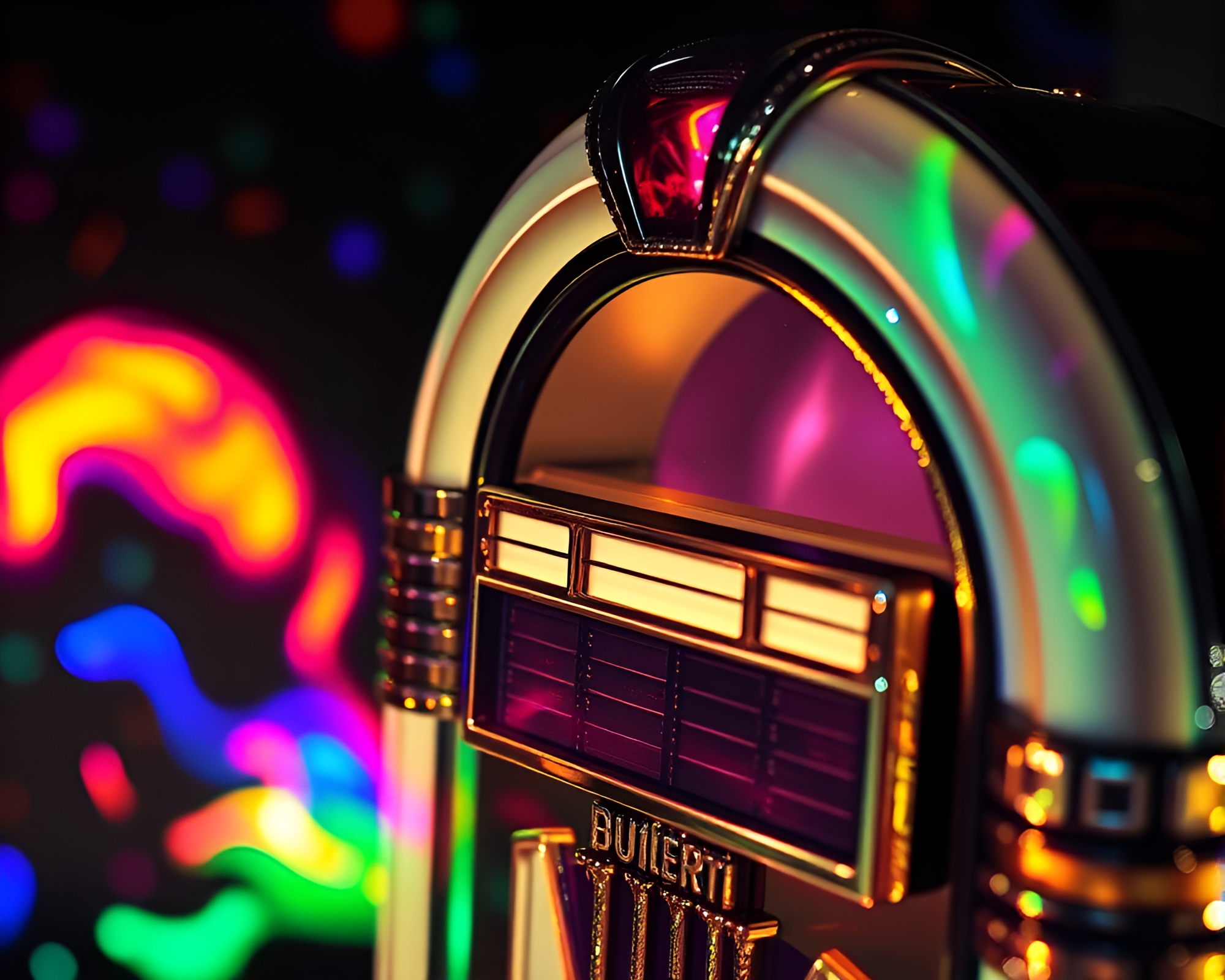 Retro Jukebox Soap Film Iridescence Photocollage Art – free AI stock image