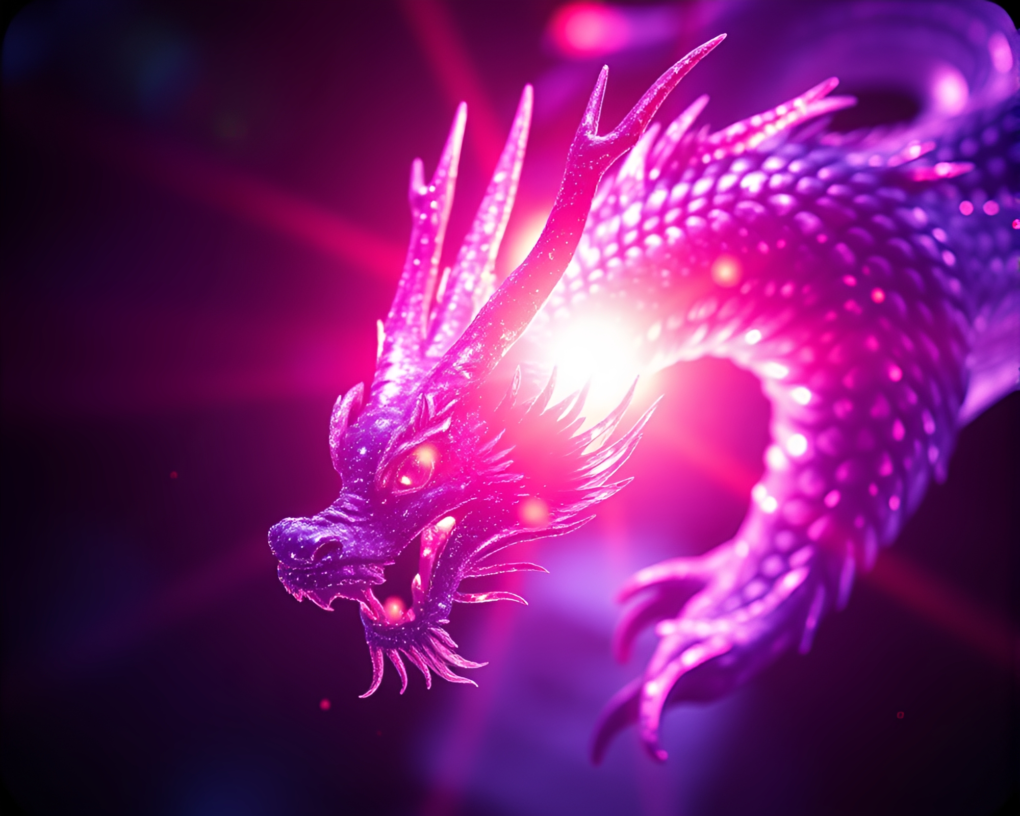 Sapphire Dragon in Lens Flare – free AI stock image