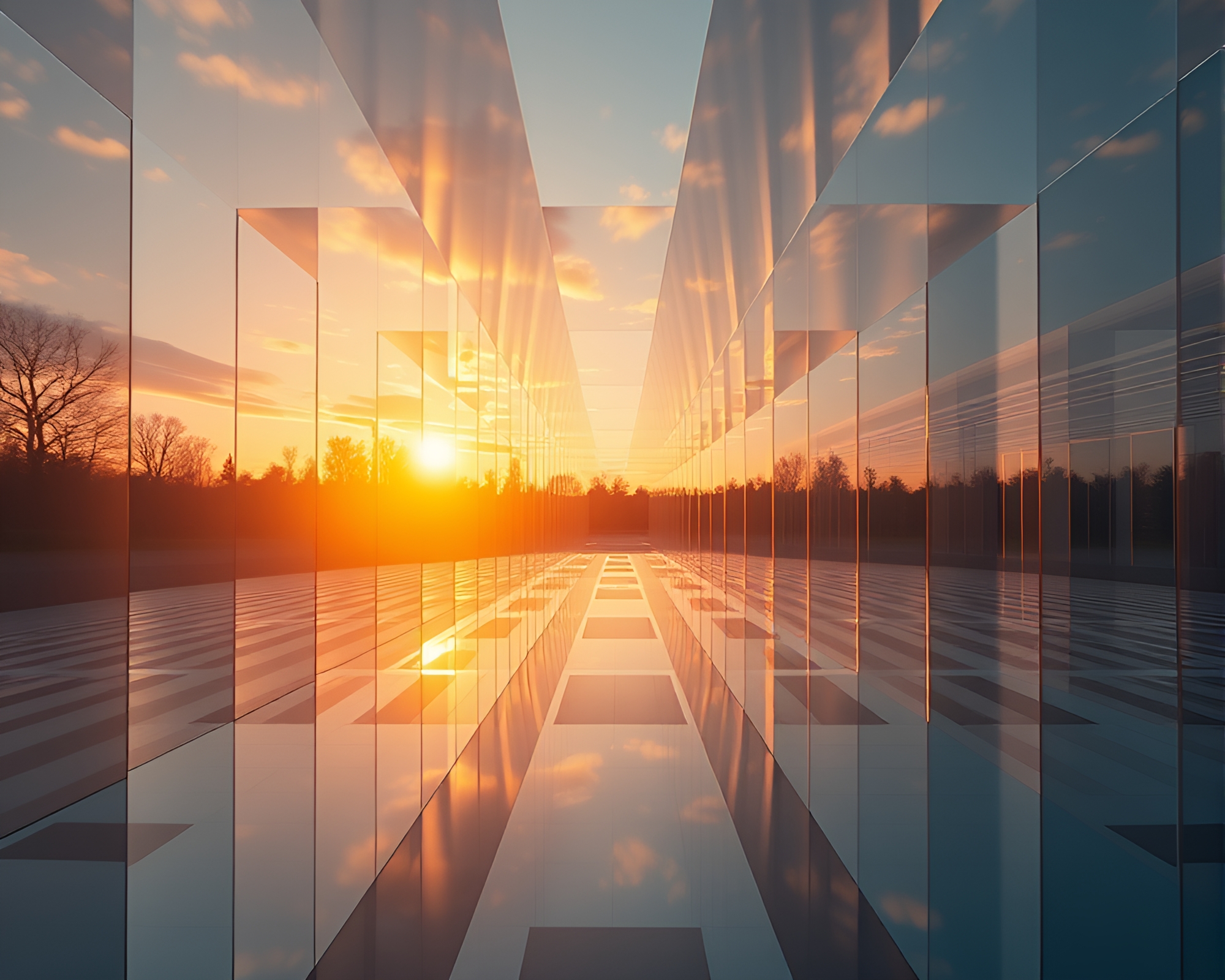 Rainbow Refraction Mirror Maze – free AI stock image