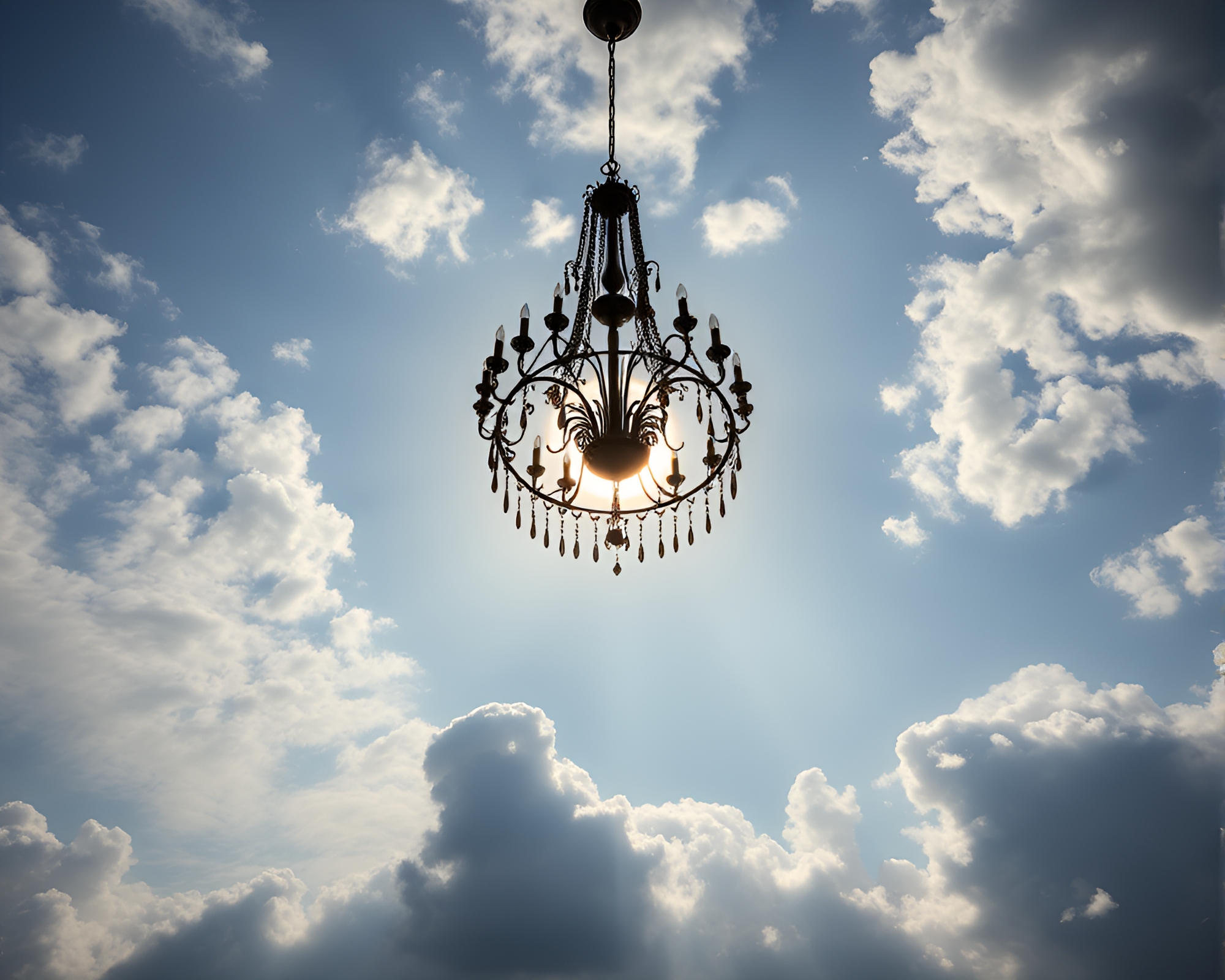 Victorian Eclipse: Chandelier in Cloud Shadow Cinemagraph – free AI stock image