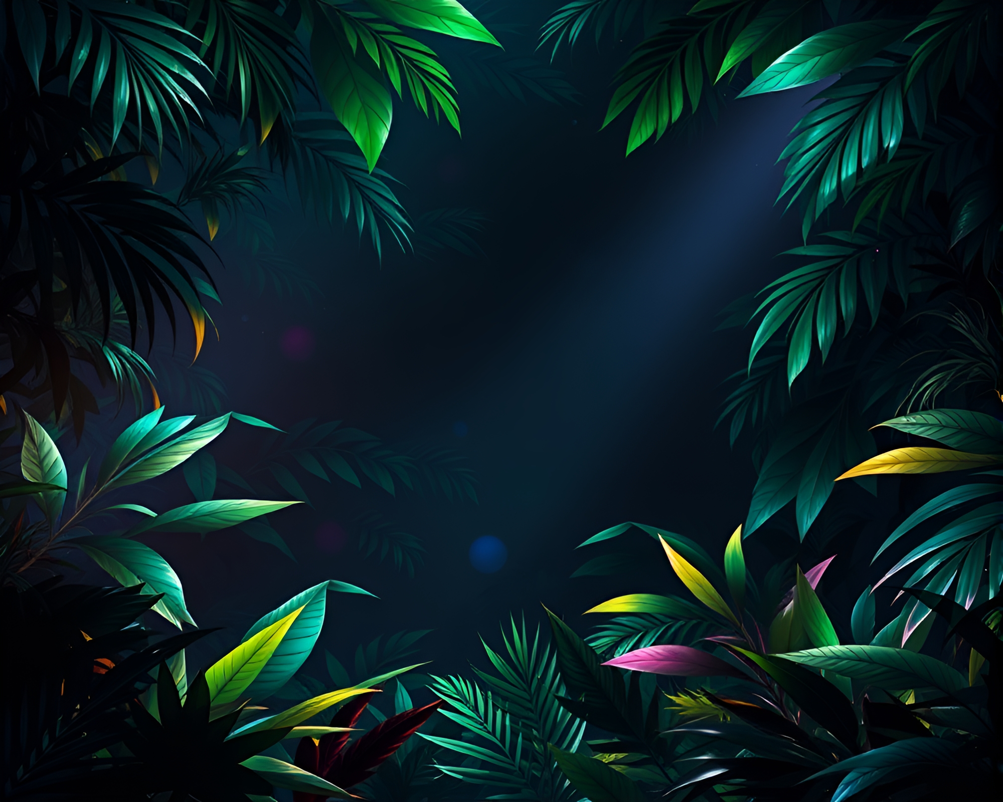 Enchanting Jungle Glow, Negative Space Spotlight – free AI stock image