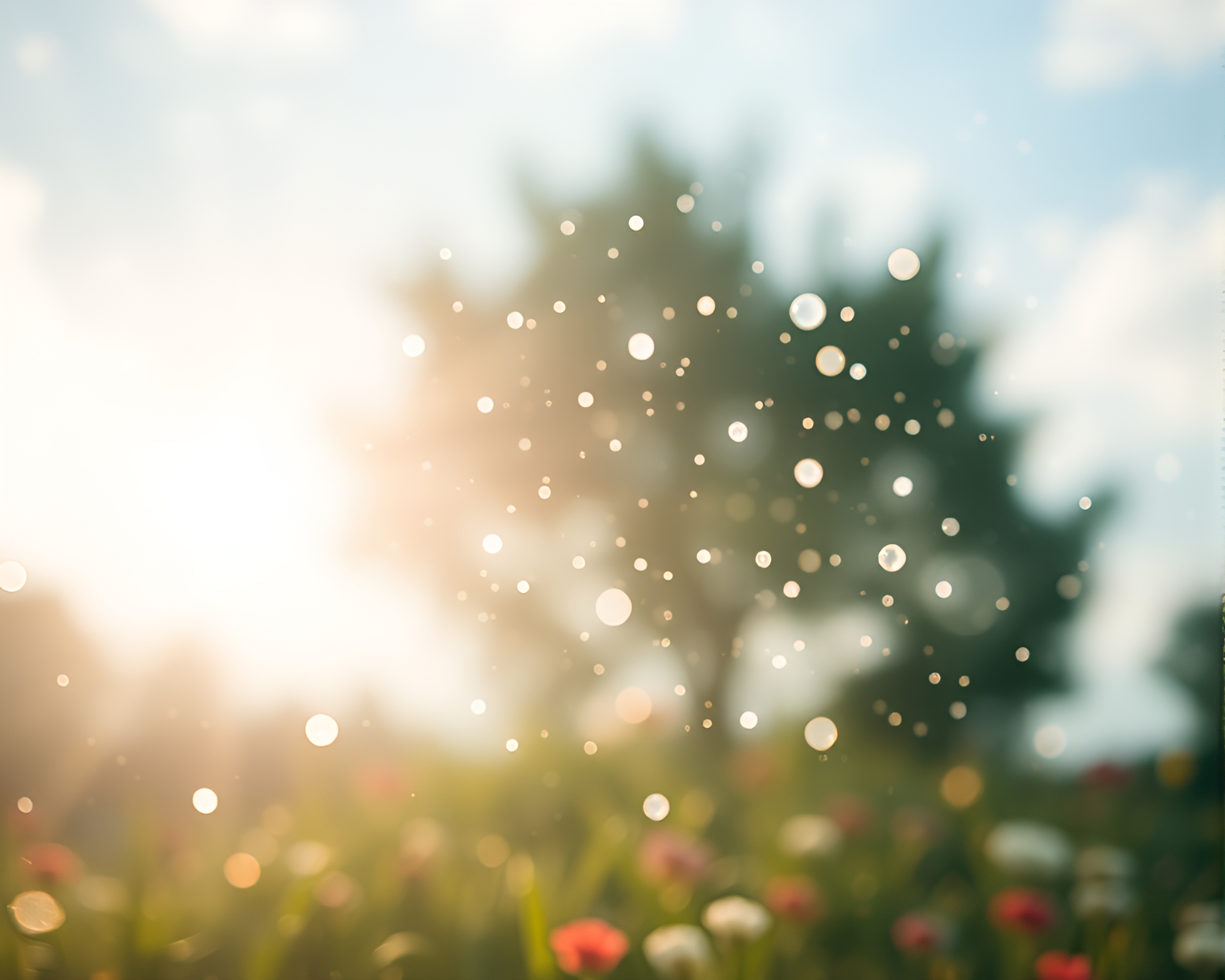 Sky Garden Visualization with Floating Particles – free AI stock image