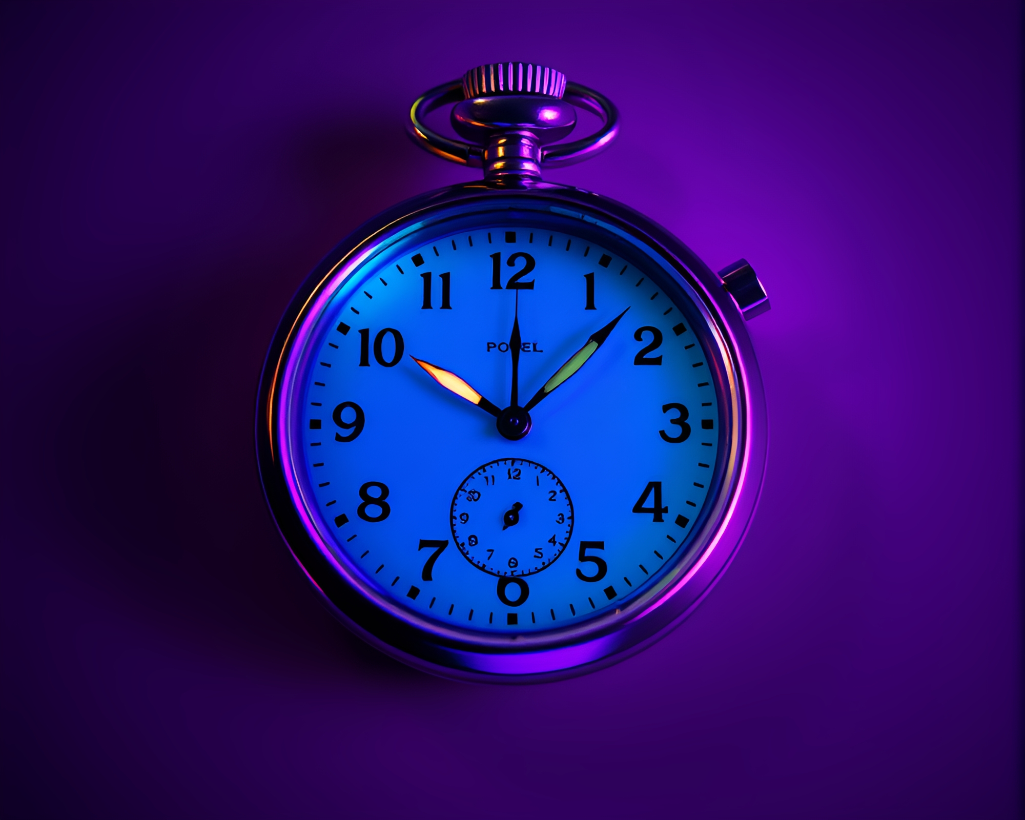 Neon Gradient Pocket Watch Ultraviolet Style Texture Overlay – free AI stock image