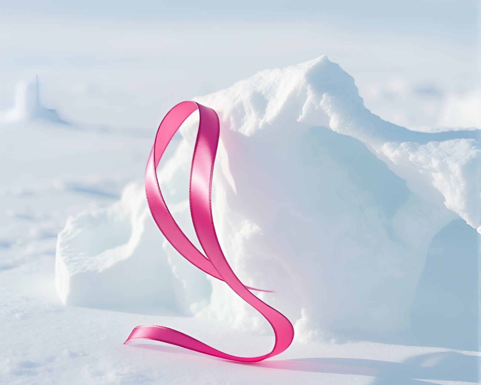 Vibrant color pop image of frozen satin ribbon in animated still
