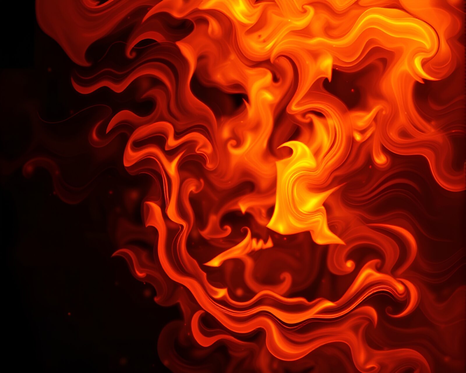 Vibrant swirls in duotone with flickering fireplace light overlay