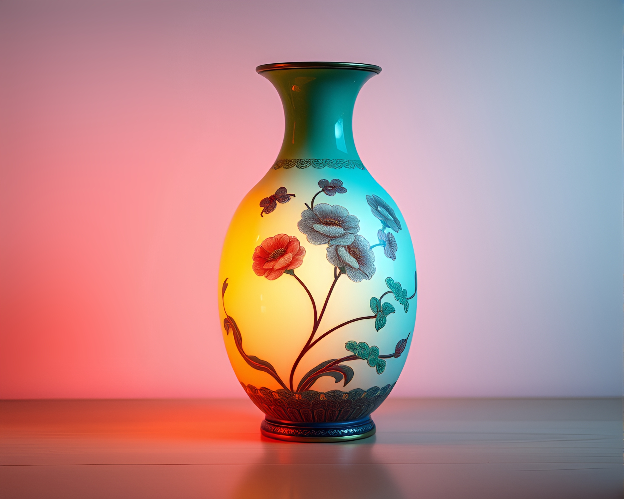Cloisonné Vase in Pastel 3D Art – free AI stock image