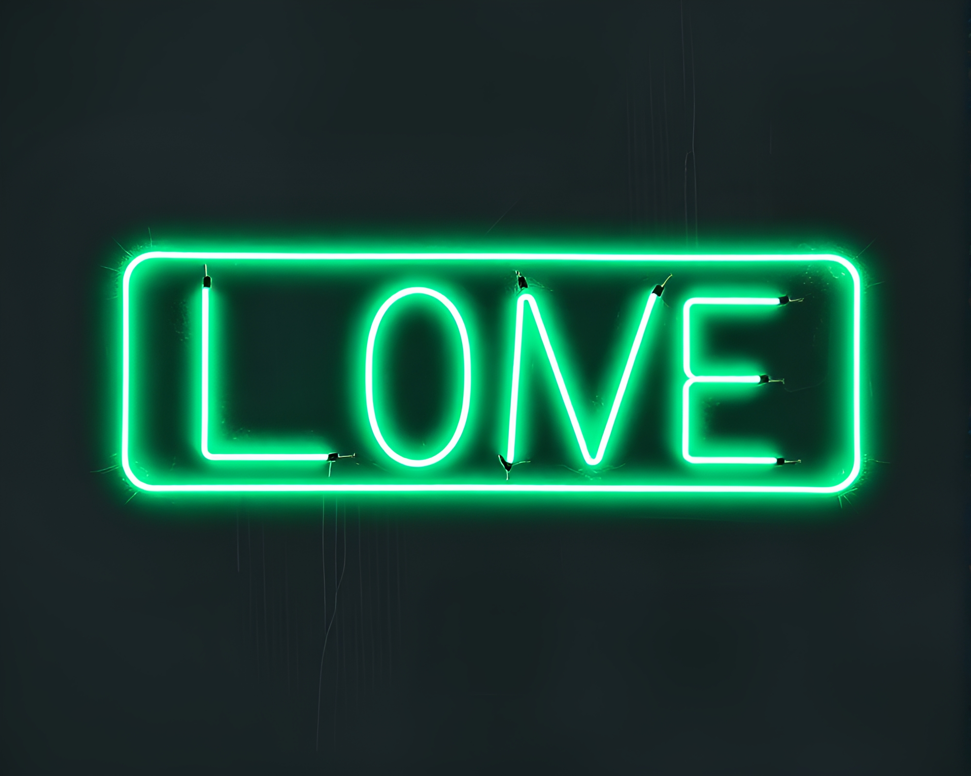 Glowing Neon Sign in Mint Green Chalk Drawing – free AI stock image