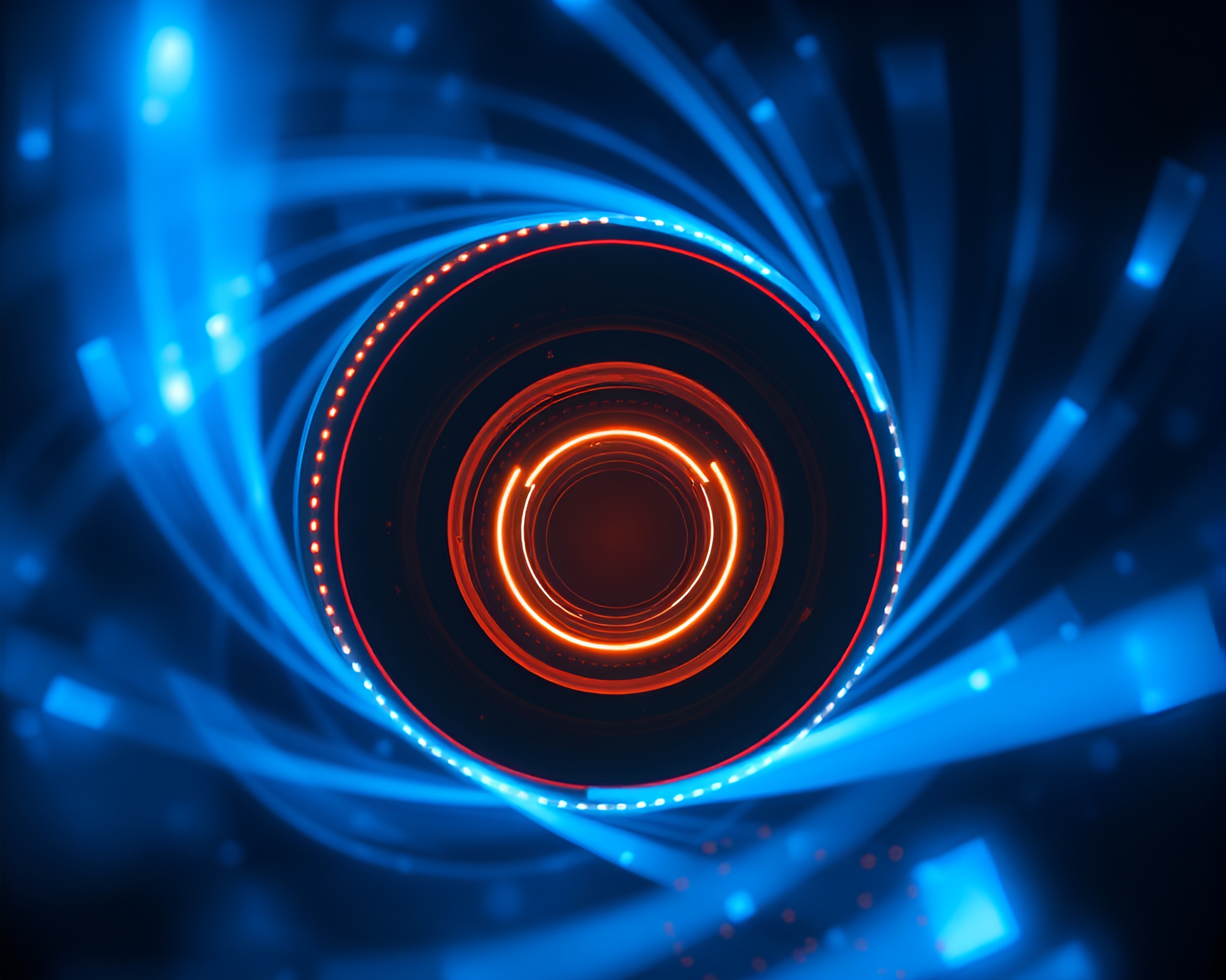 Vibrant Neon Wormhole Generator with Theatrical Lighting – free AI stock image