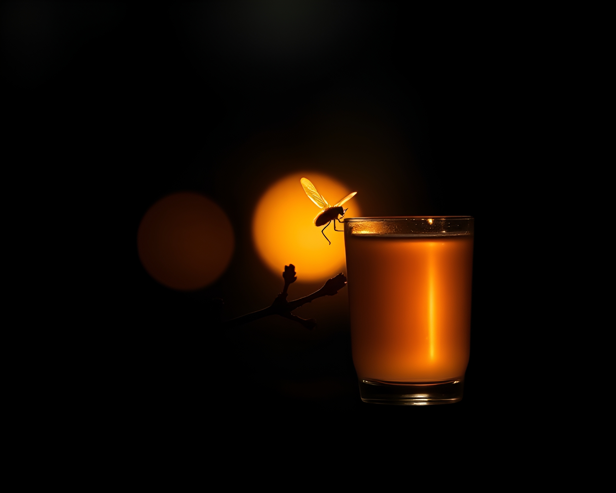 Apple Cider Glow: Minimalist Firefly Silhouette – free AI stock image