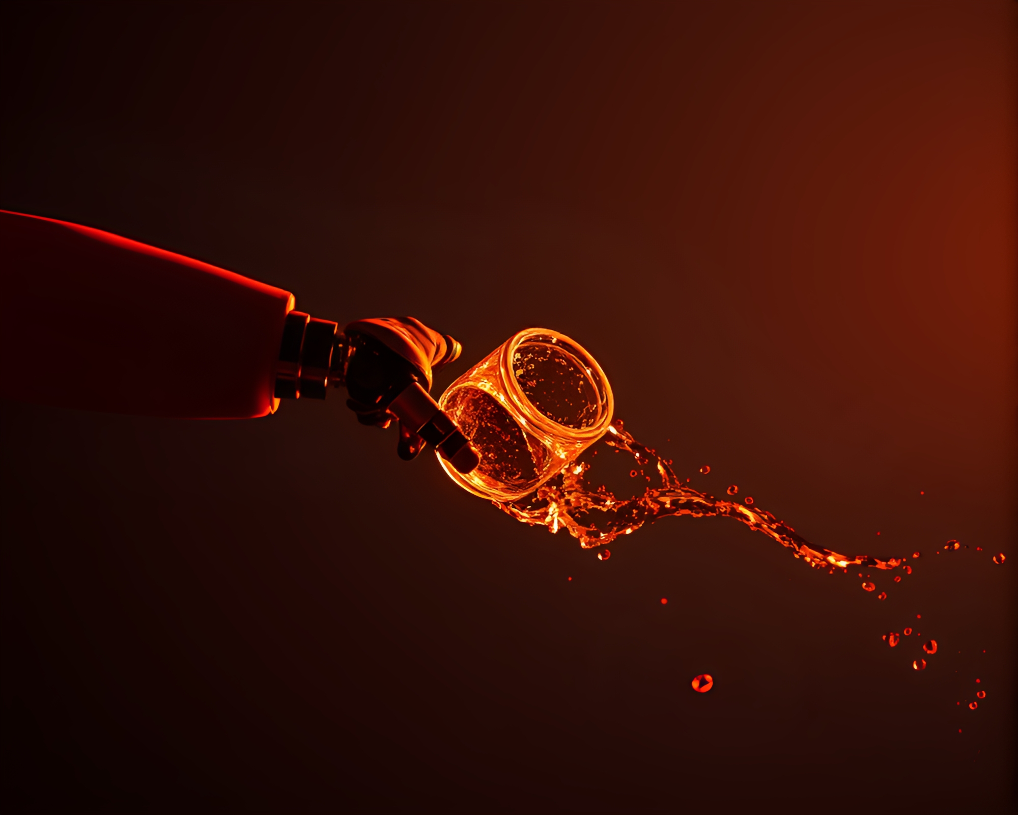 Robotic Arm in Burnt Orange Water Distortion – free AI stock image