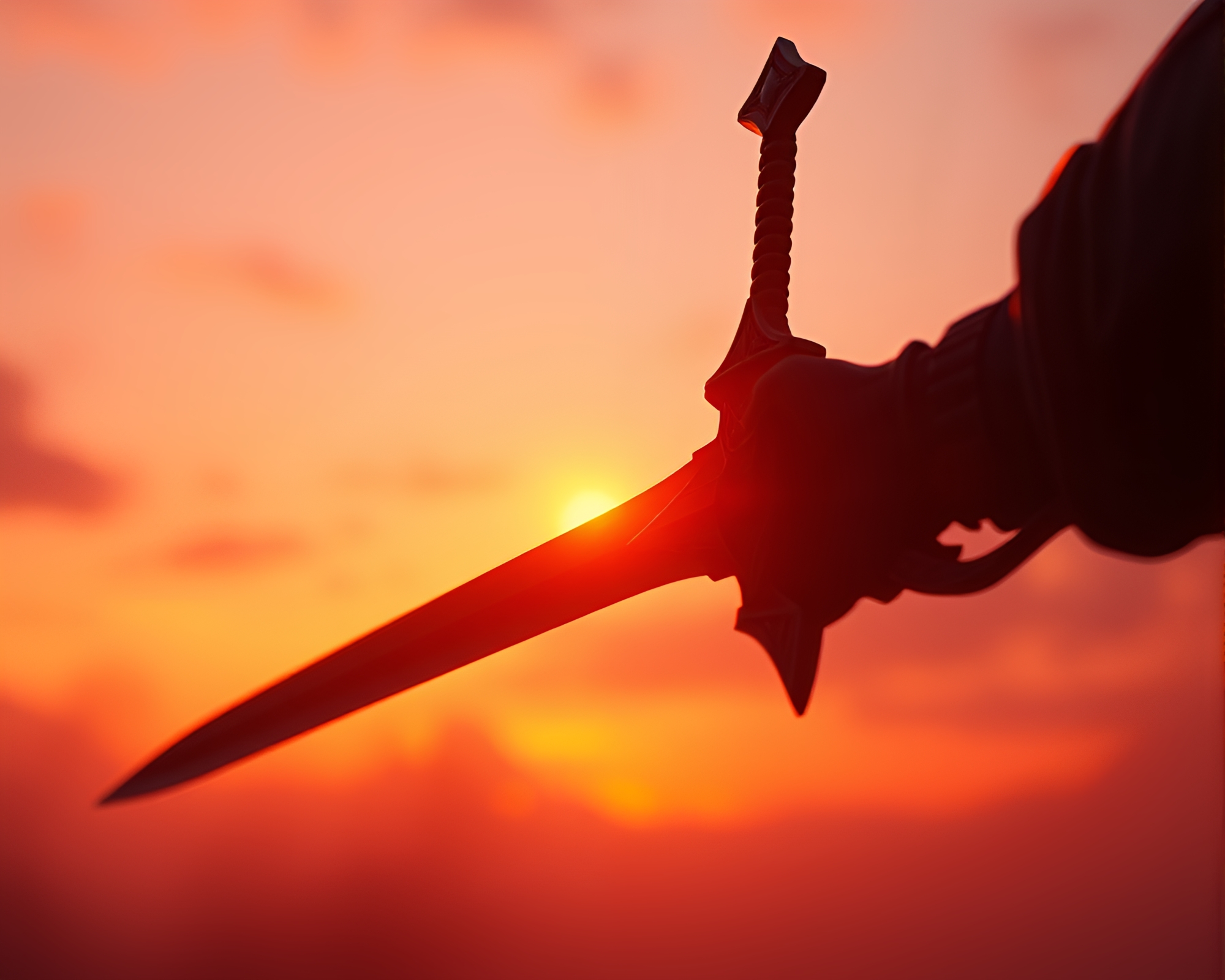 Mystical Sunset Sword Studio Illustration – free AI stock image