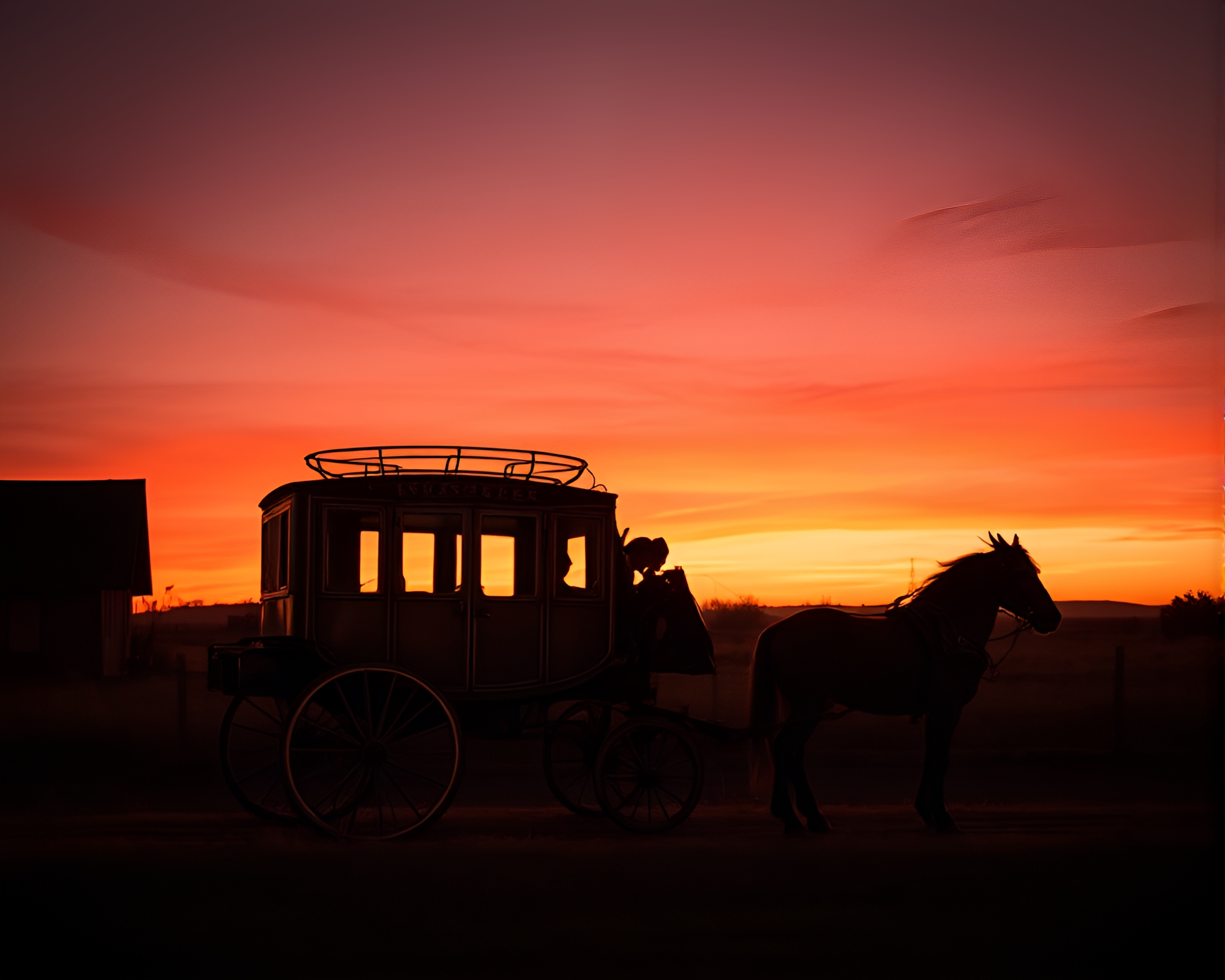 Bronze Stagecoach at Twilight – free AI stock image