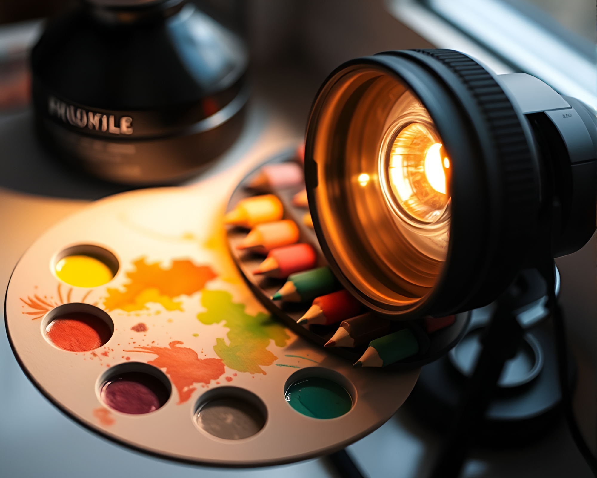 Pastel Drawing of Lamp with Split Focus Diopter – free AI stock image