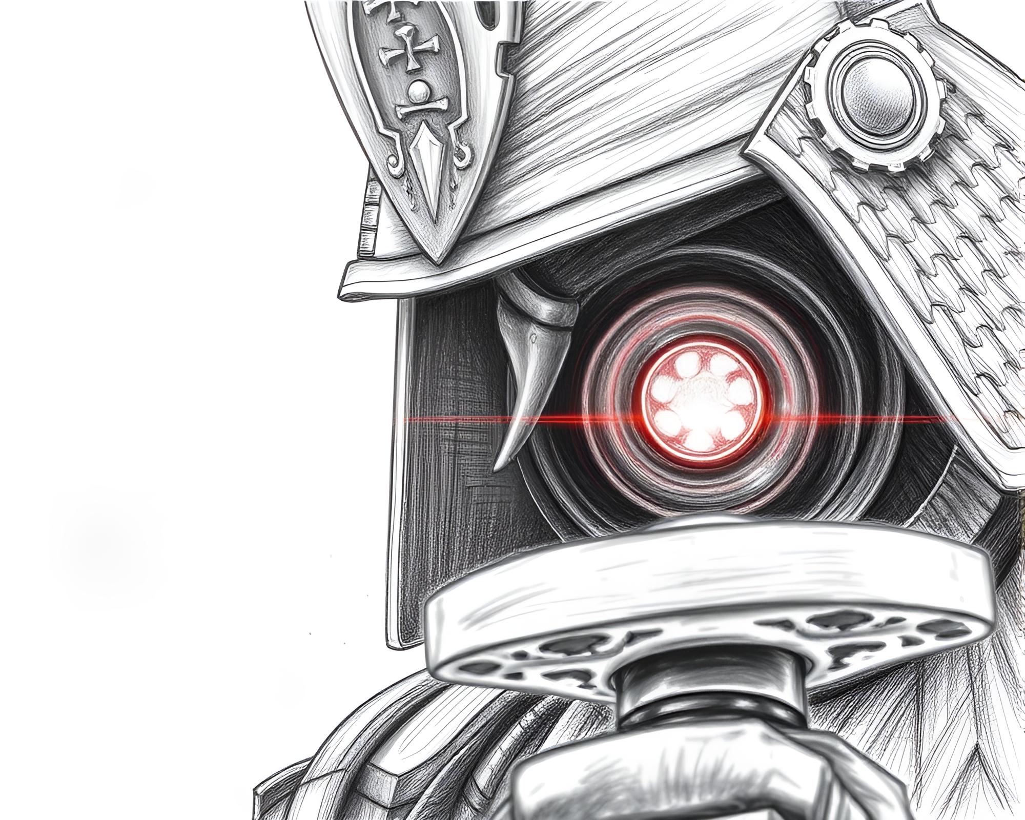 Samurai Sword Close-Up: Pencil Sketch Vignette – free AI stock image