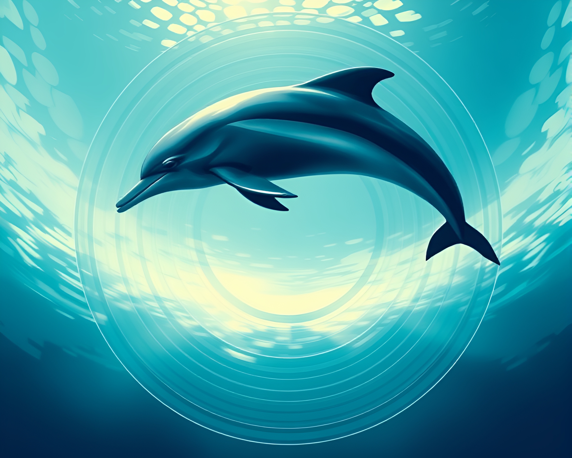 Misty Dolphin Dancing in Maximalist Circles – free AI stock image