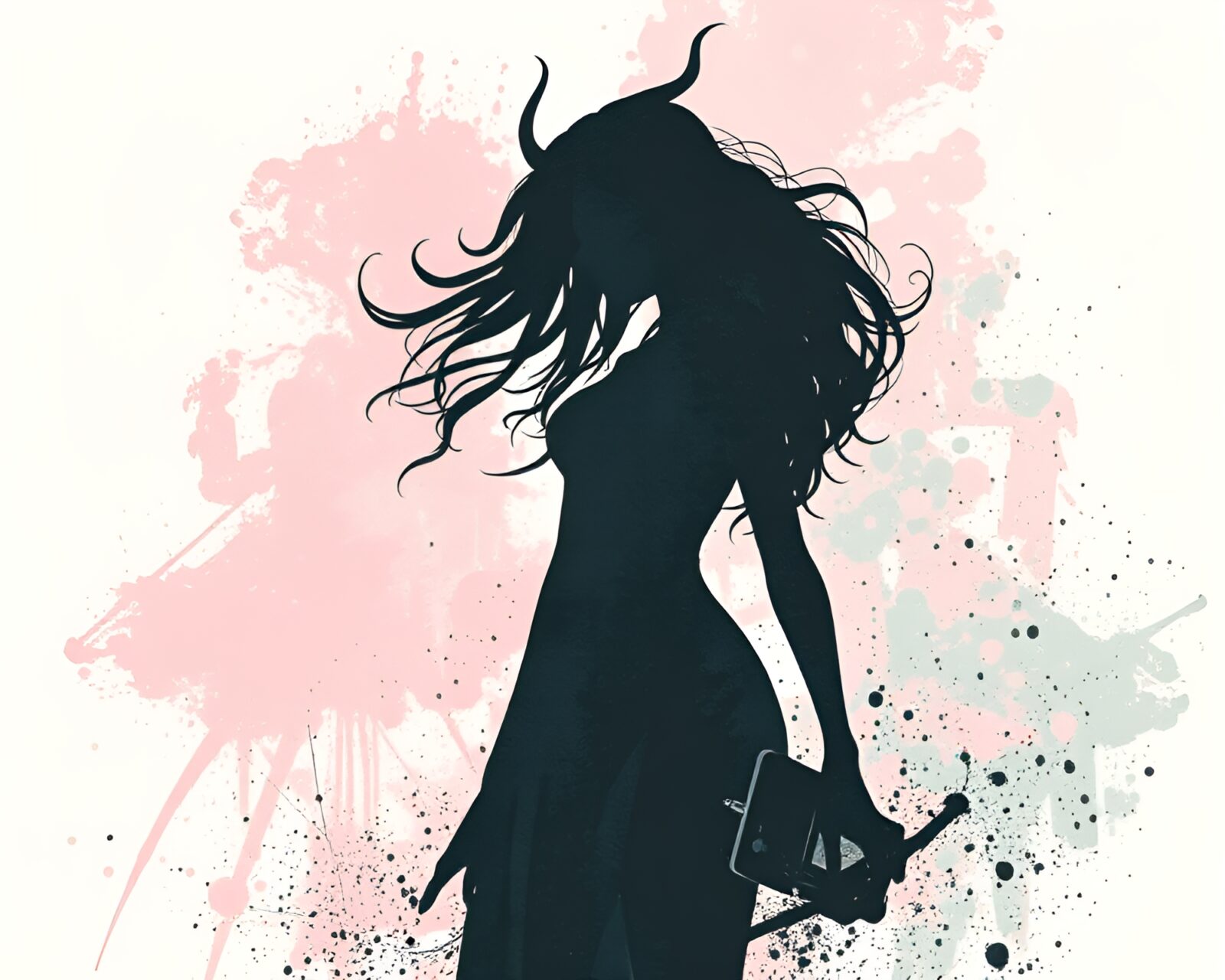 Muted pastels painting of a shadowy siren figure