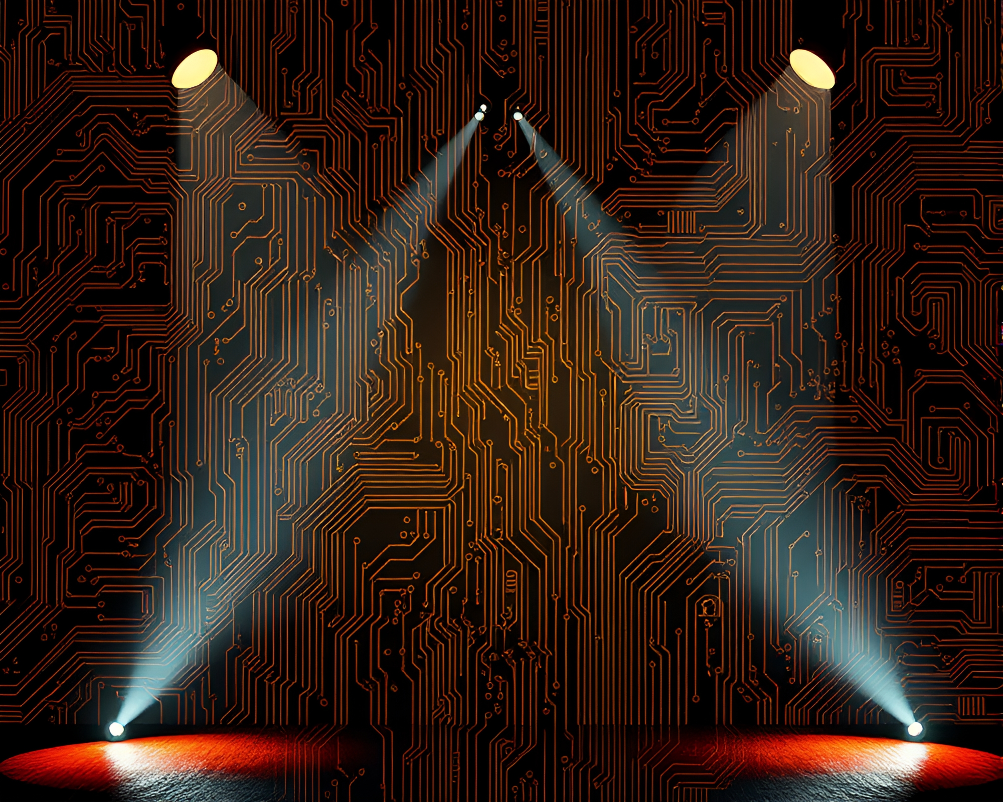 Futuristic Circuit Board Crosshatching Matte Painting – free AI stock image