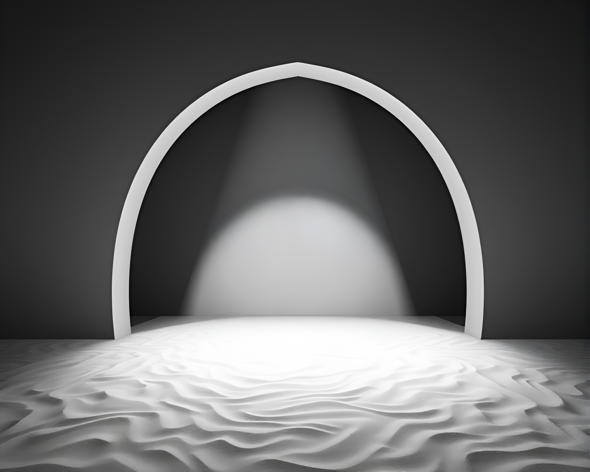Monochrome Arch Bridge under Stage Spotlight with Sand Swirl Pattern – free AI stock image