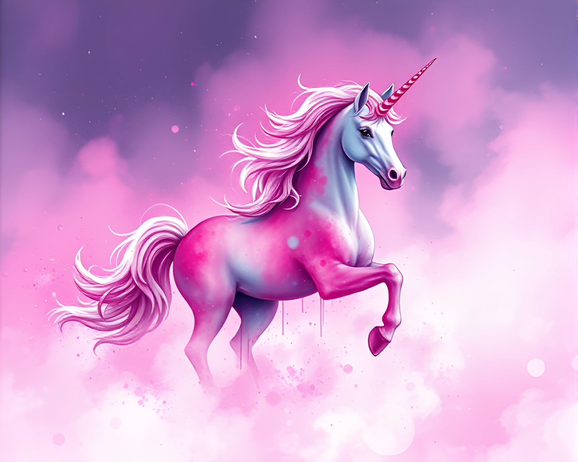Dreamy Unicorn in Ethereal Ink Splashes – free AI stock image