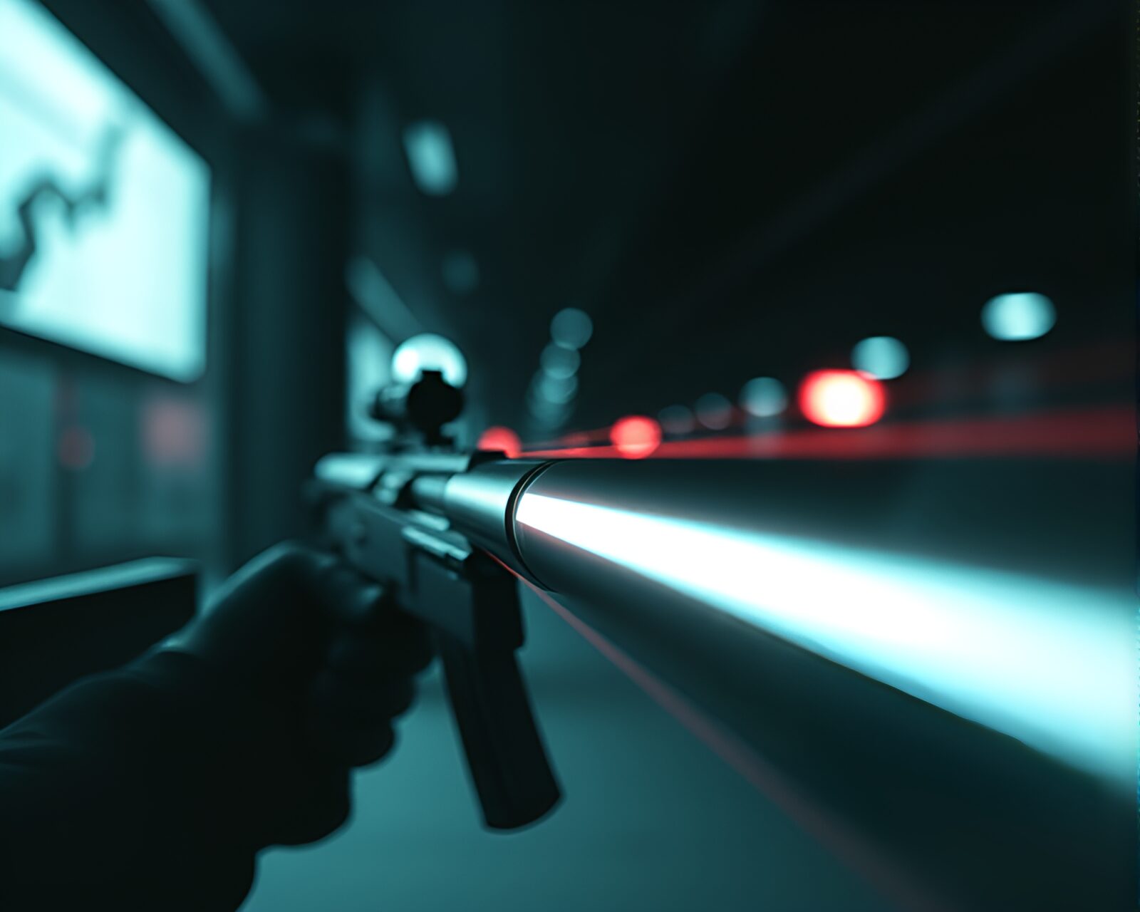 Abstract image of plasma rifle in shallow depth of field