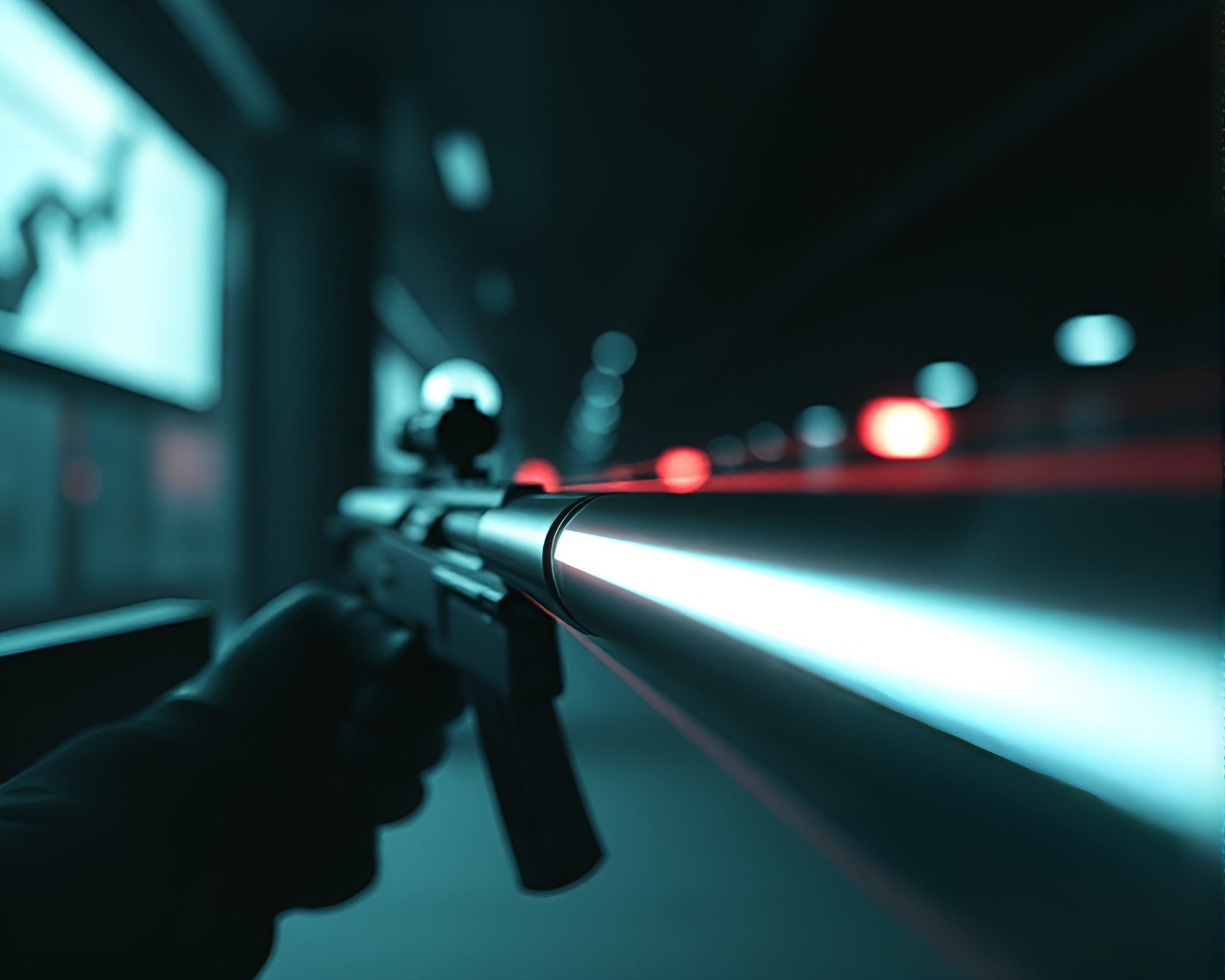 Ethereal Plasma Rifle in Shallow Focus Duotone Art – free AI stock image