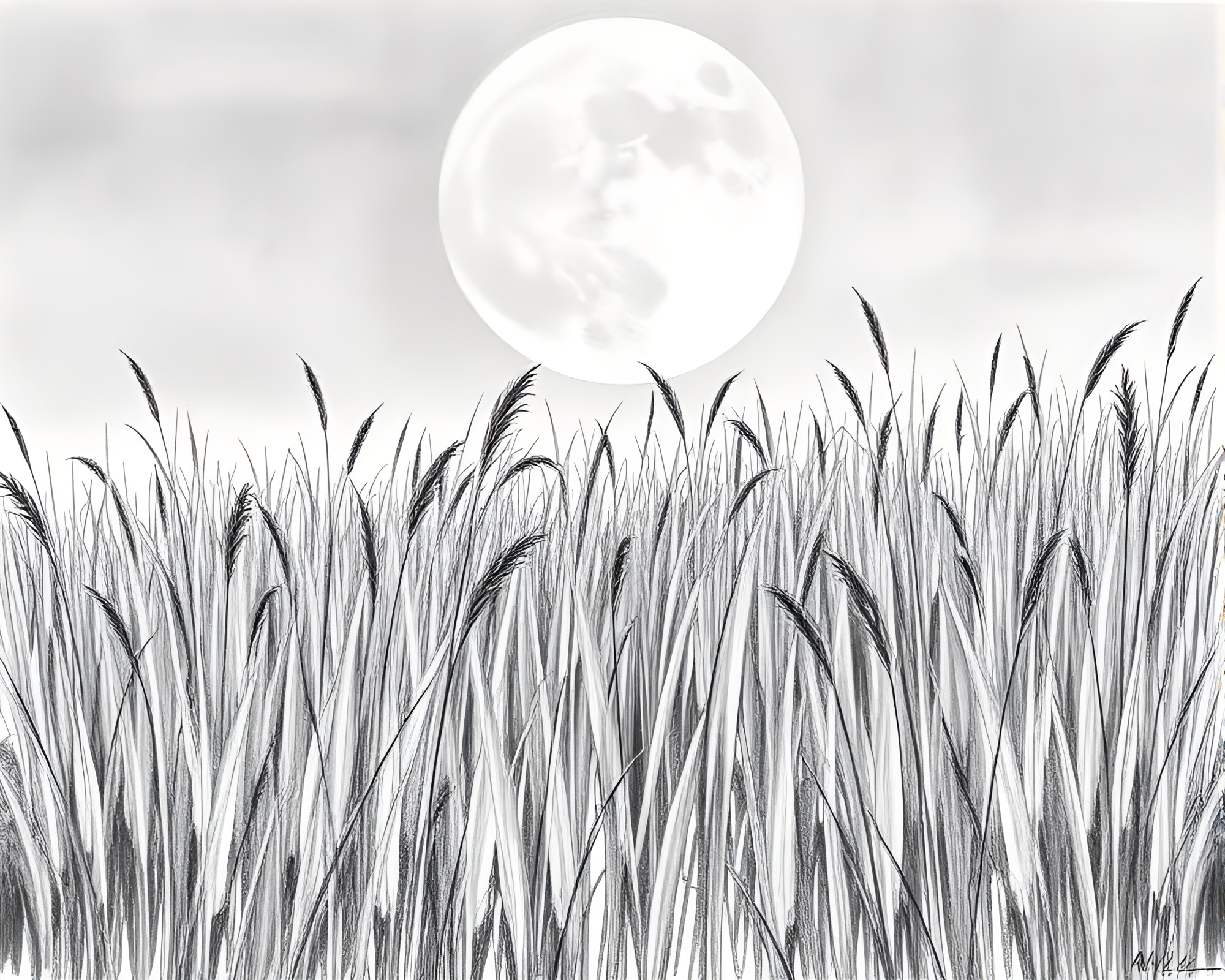 Savannah Grass Scribed in Lunar Conté Crayon – free AI stock image