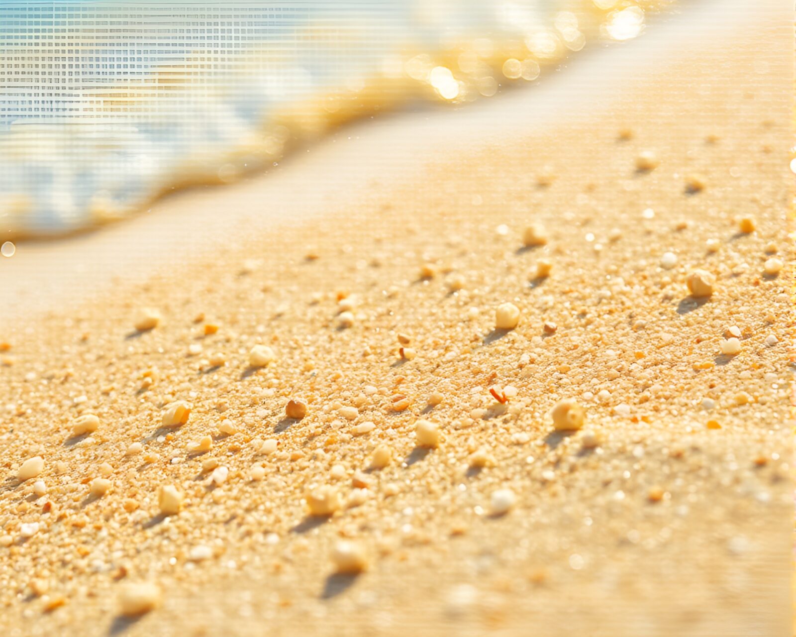 Detailed macro of summer beach scene in tempera style