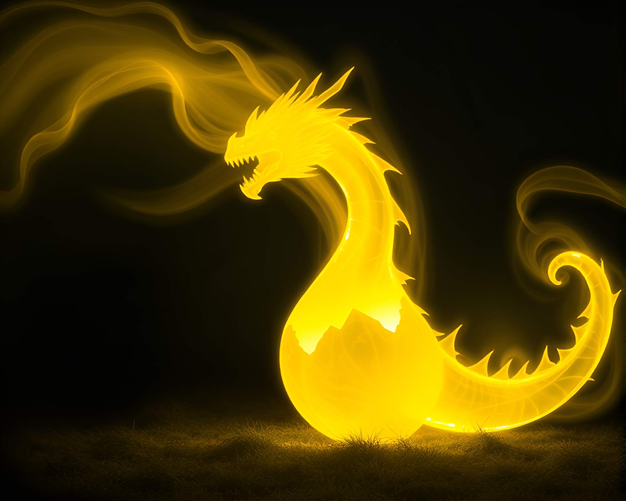 Dragon Egg in Lemon Yellow Negative Space Glow – free AI stock image
