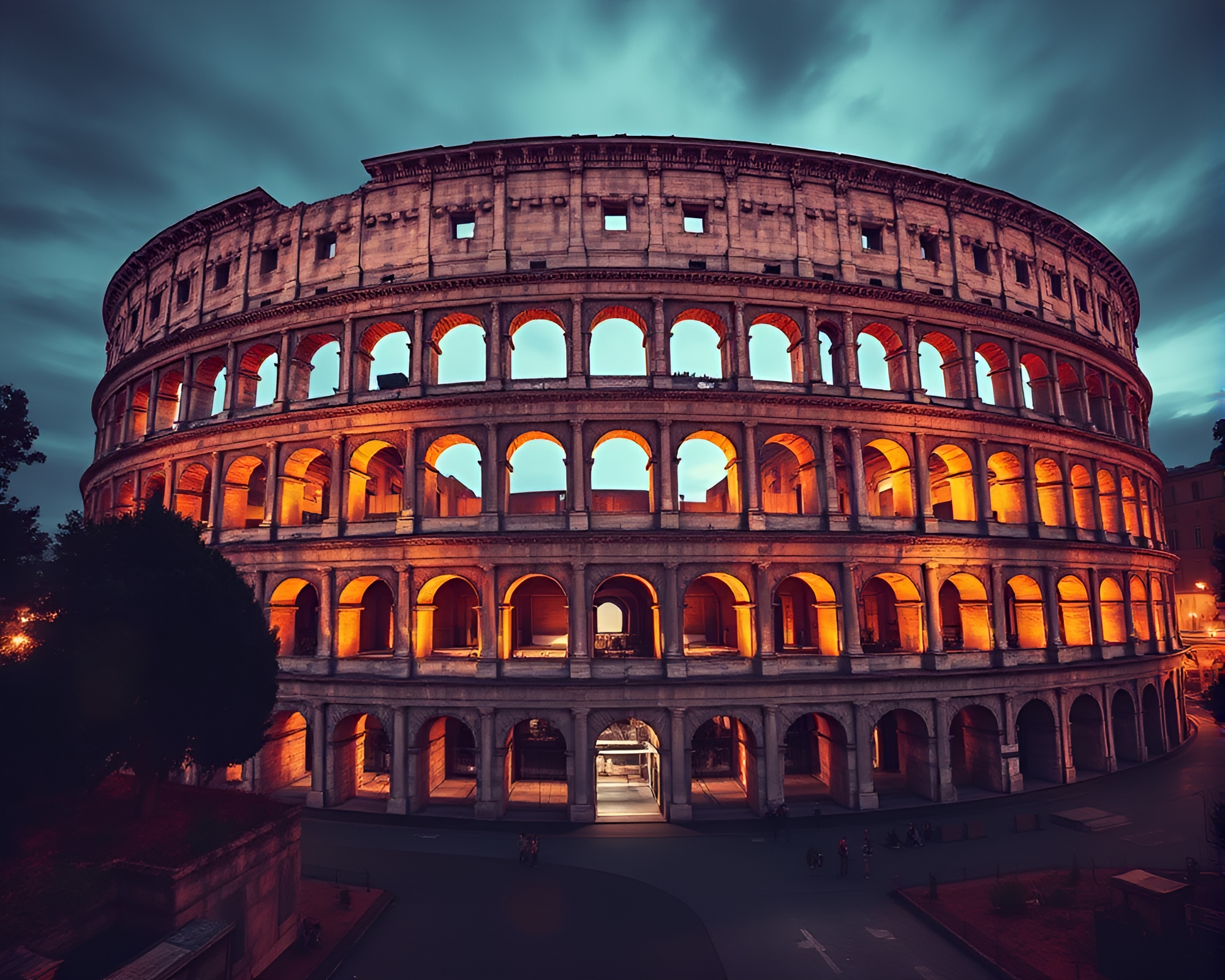 Roman Coliseum Double Exposure Jewel Tones HDR – free AI stock image
