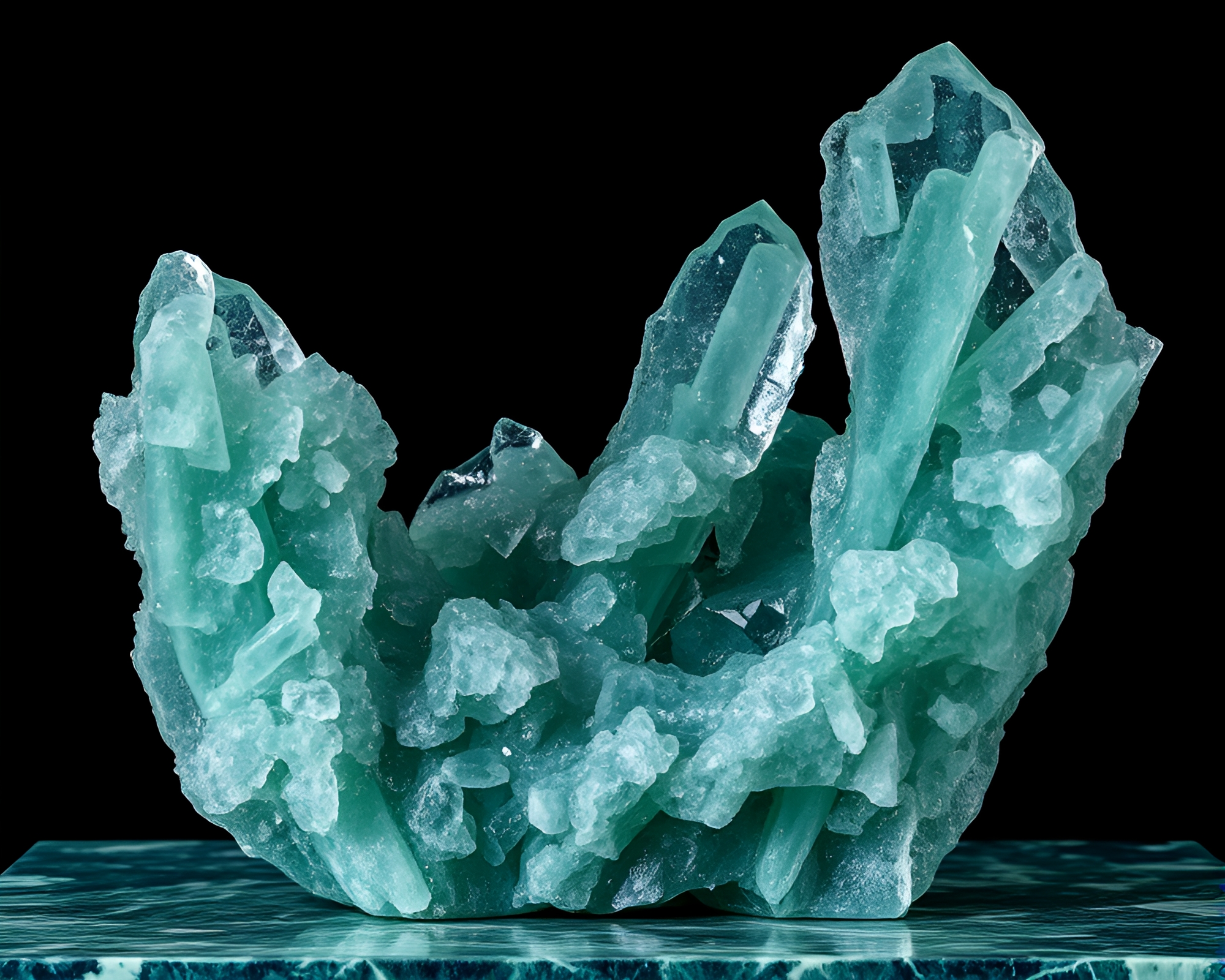 Enchanted Forest Marble Sculpture with Ice Crystal Compositions – free AI stock image