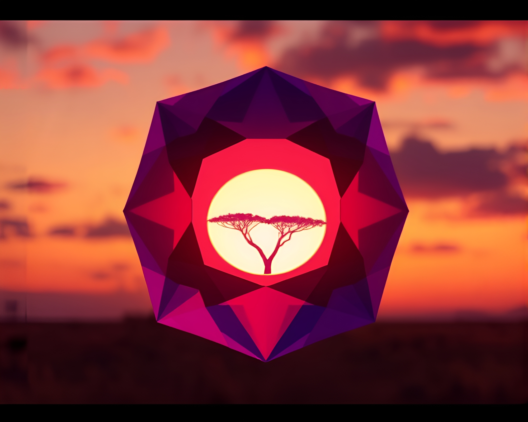 Savanna Sunset Prism Refraction in Sapphire Tones – free AI stock image