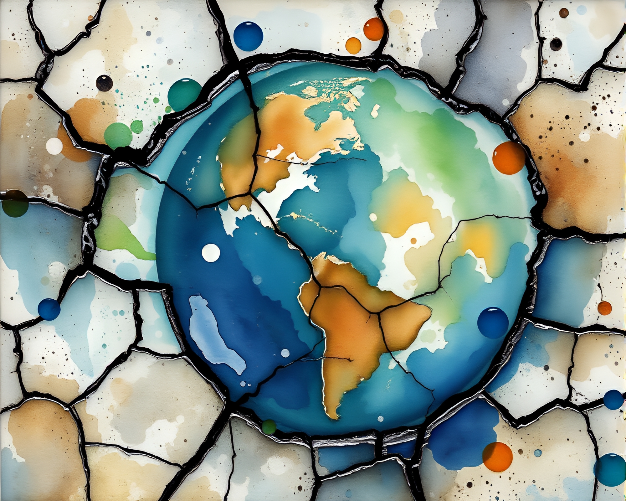 Submersible Wildlife in Cracked Earth Oasis – free AI stock image