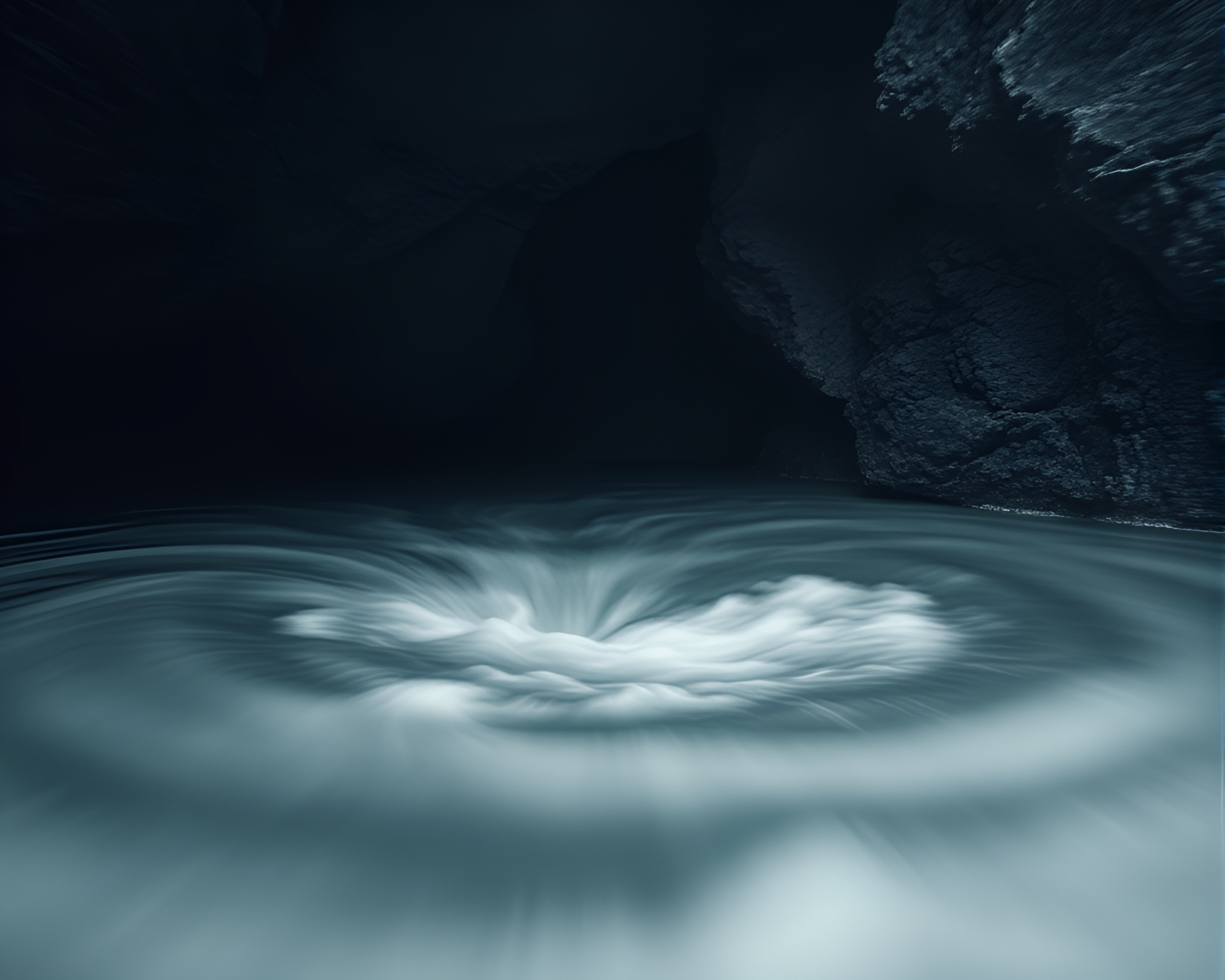 Ethereal Glacial Gloom: Whirlpool in Ice Cave – free AI stock image