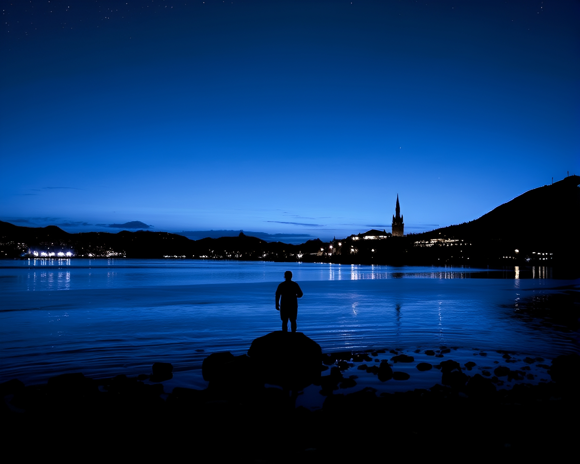 Majestic Hydra at Twilight Blue Hour Foil Stamp Art – free AI stock image