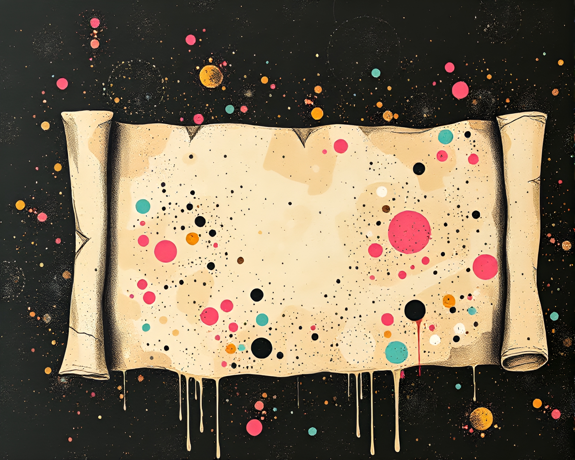 Ancient Scroll Unveiling: Pastel Graffiti Collage Creation – free AI stock image