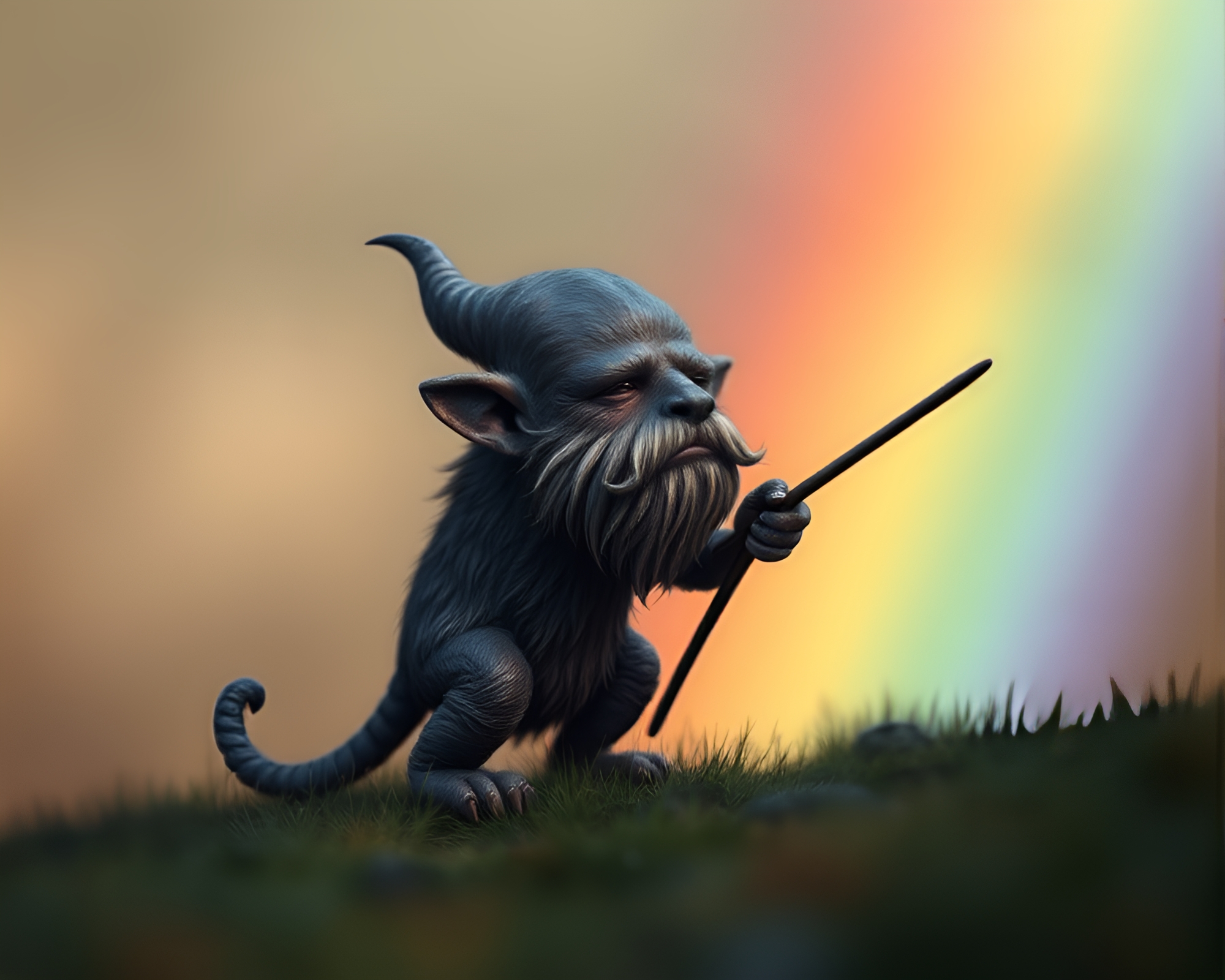 Rainbow Spectrum Dwarf in Selective Focus Digital Painting – free AI stock image