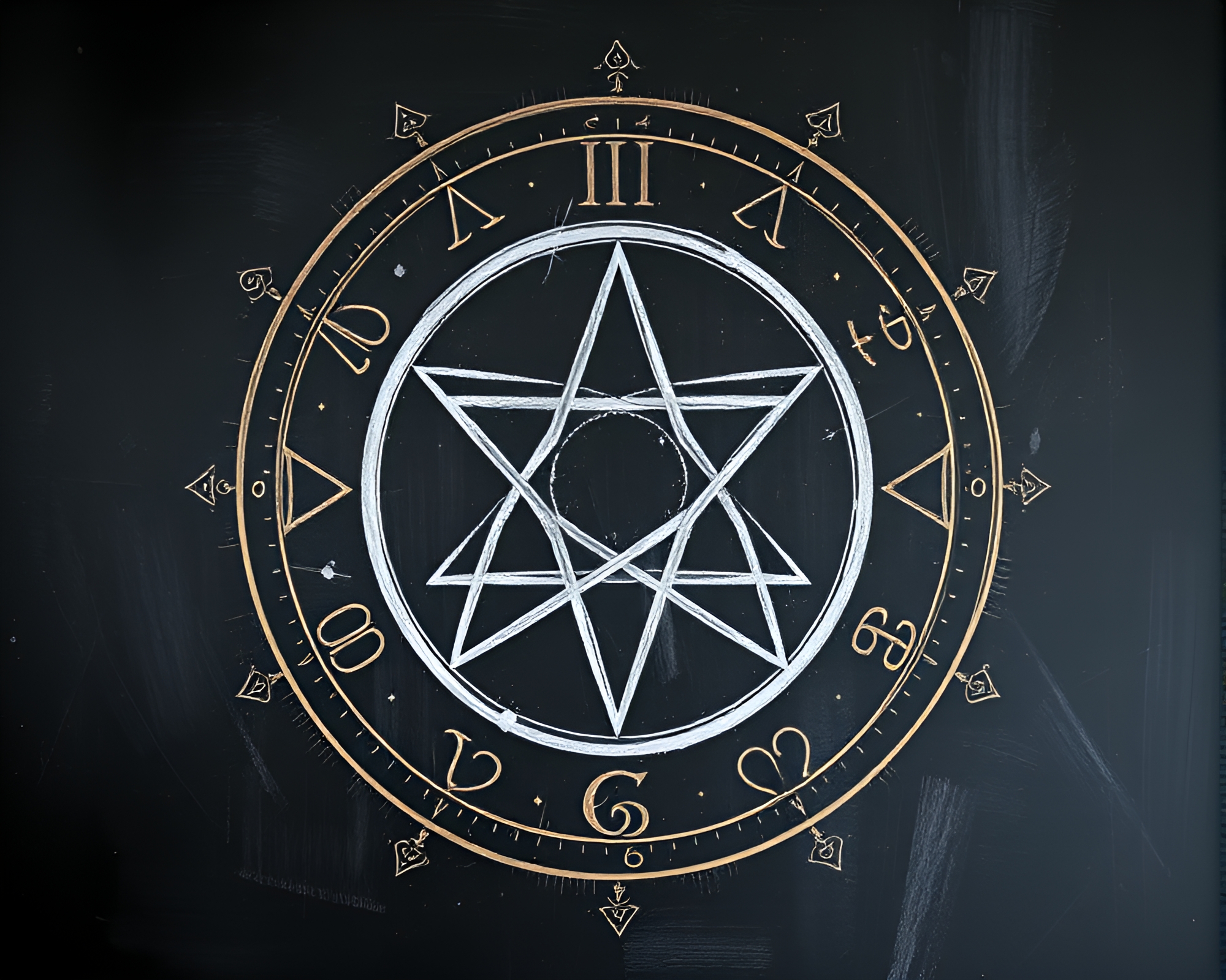 Chalkboard Alchemical Mystery in 3D Scan Light Leak – free AI stock image