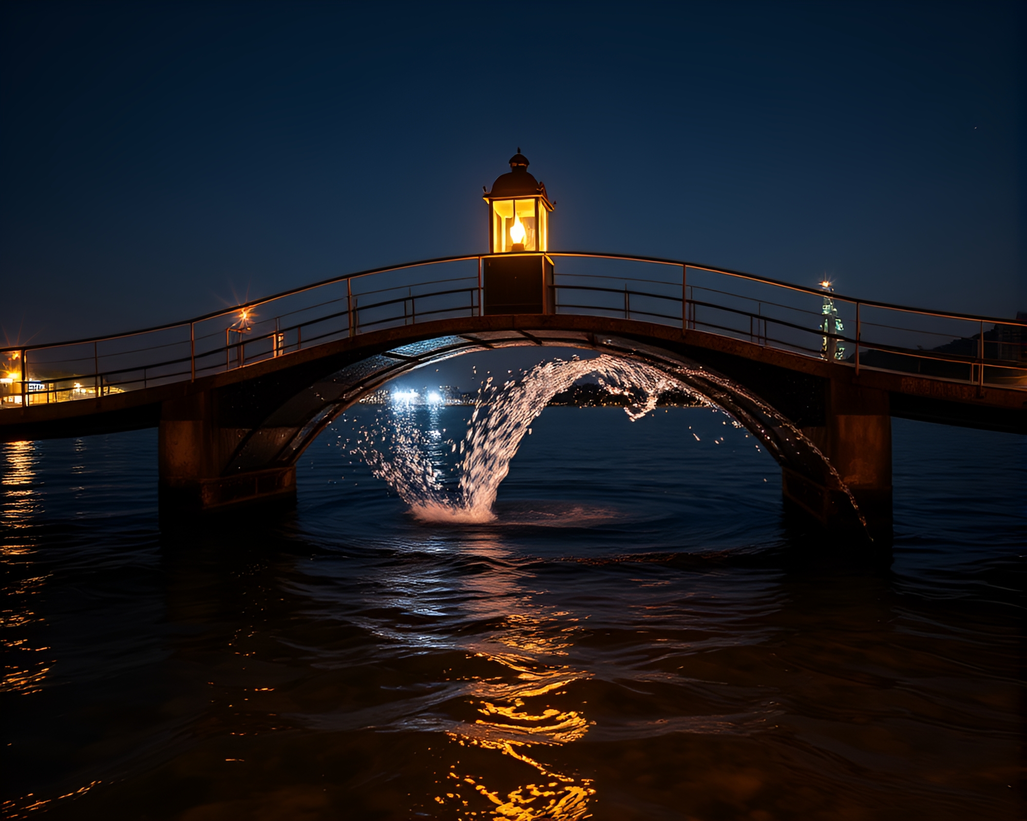 Glass Bridge Over Water Whirlpool – free AI stock image