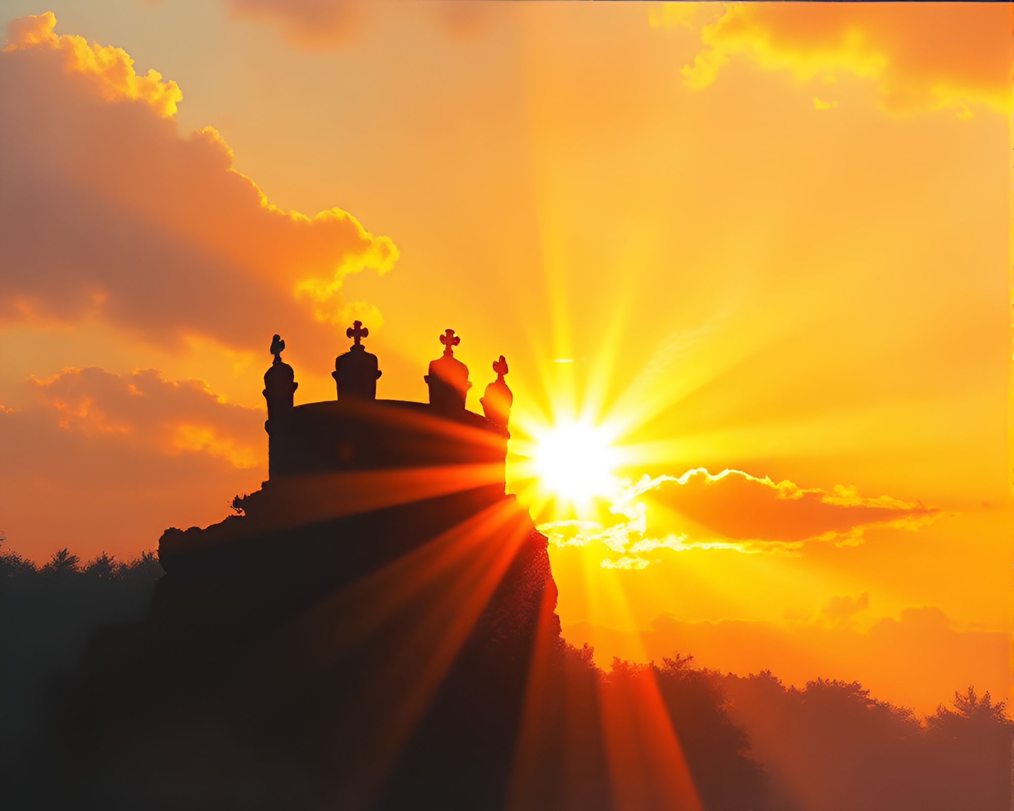 Majestic Crown Illuminated by Dawn’s Light Fresco – free AI stock image