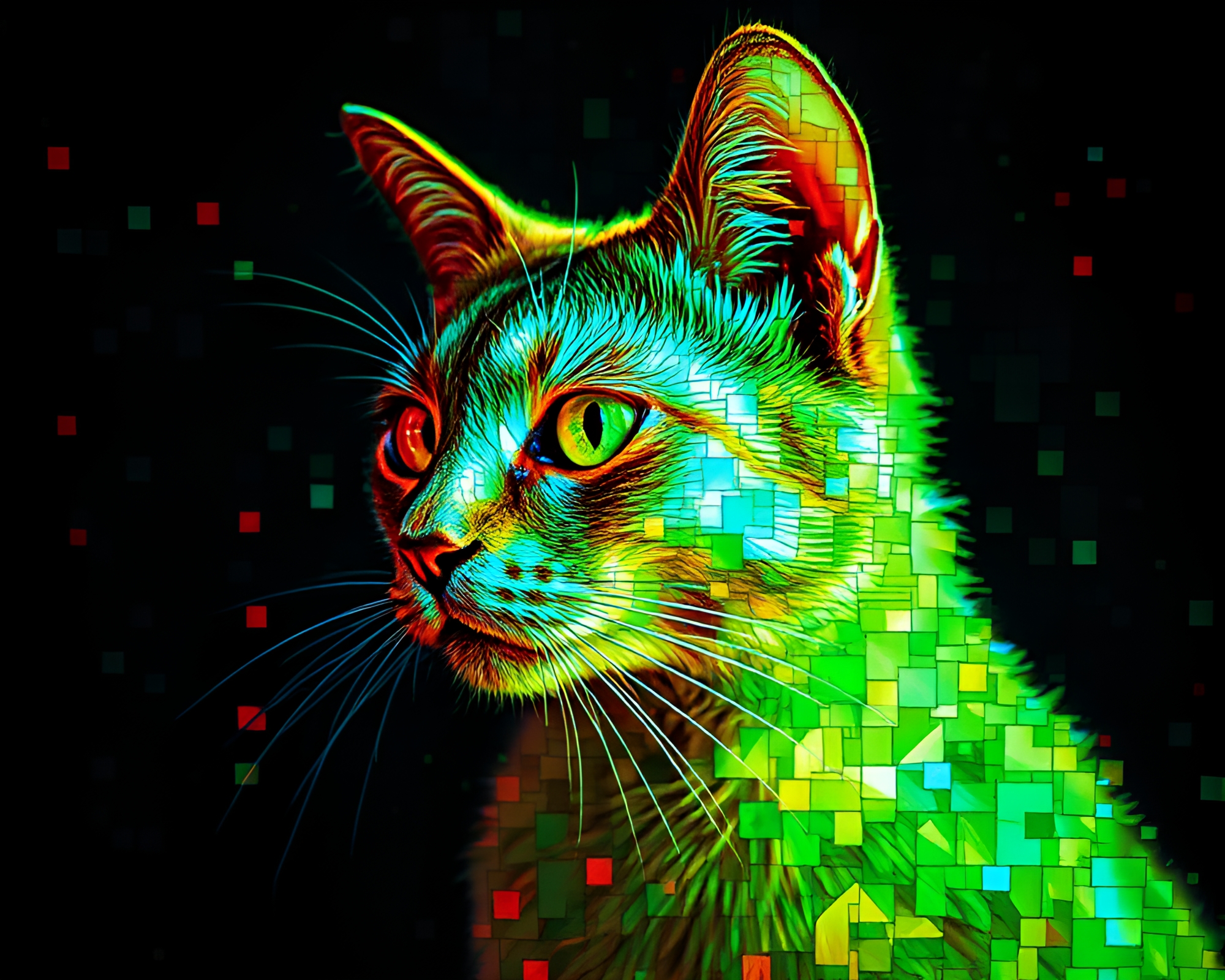 Schrodinger’s Cat in Fragmented Necromantic Mosaic – free AI stock image